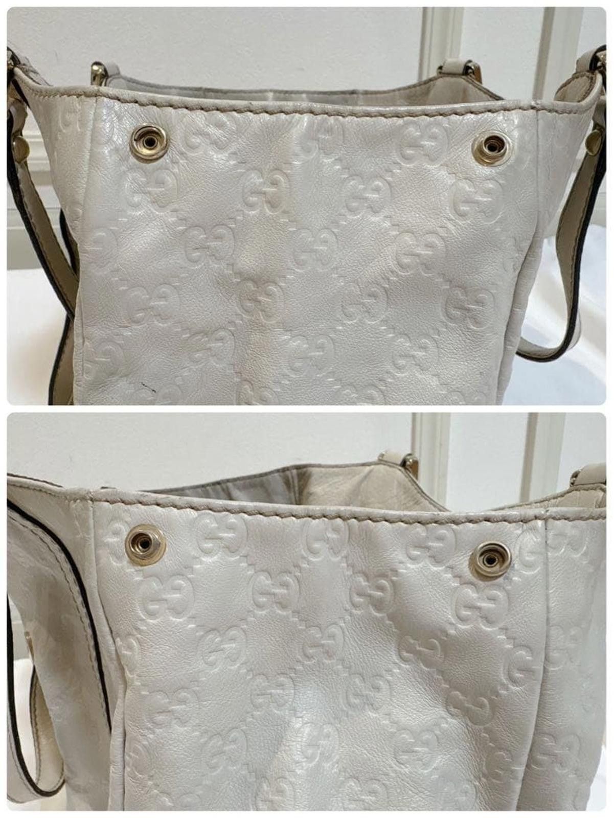 Gucci Gucci - Cream Leather Tote Bag with Signature GG Pattern Size ONE SIZE - 5 Thumbnail