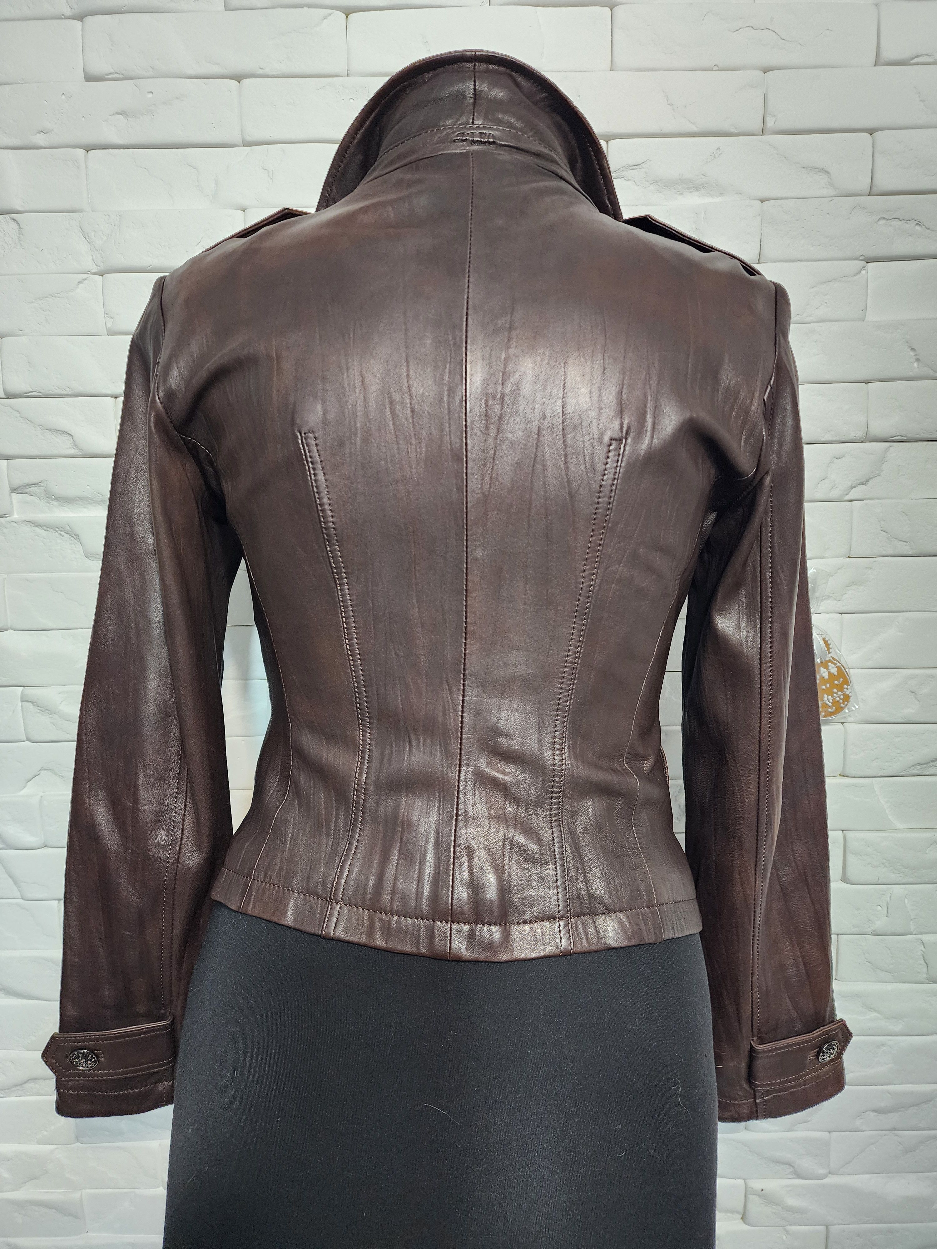 Genuine Leather Brown Leather Jacket: Women's Genuine Leather Blazer. Size S / US 4 / IT 40 - 4 Thumbnail