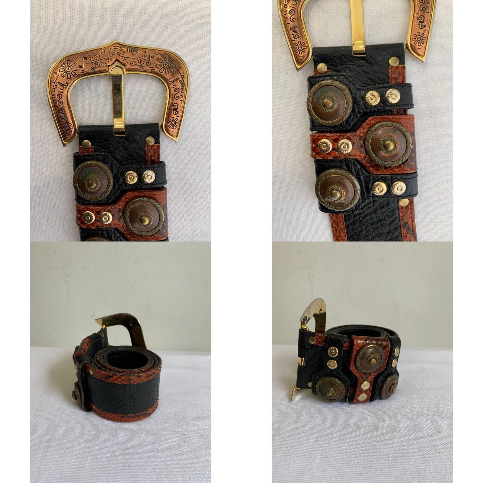 Vintage VINTAGE Werner Herbrand Belt - Black Textured Leather & Red Snakeskin 40 - Designer Belt - Women - 40 - Black - Mixed Media - Vintage Size ONE SIZE - 9 Thumbnail