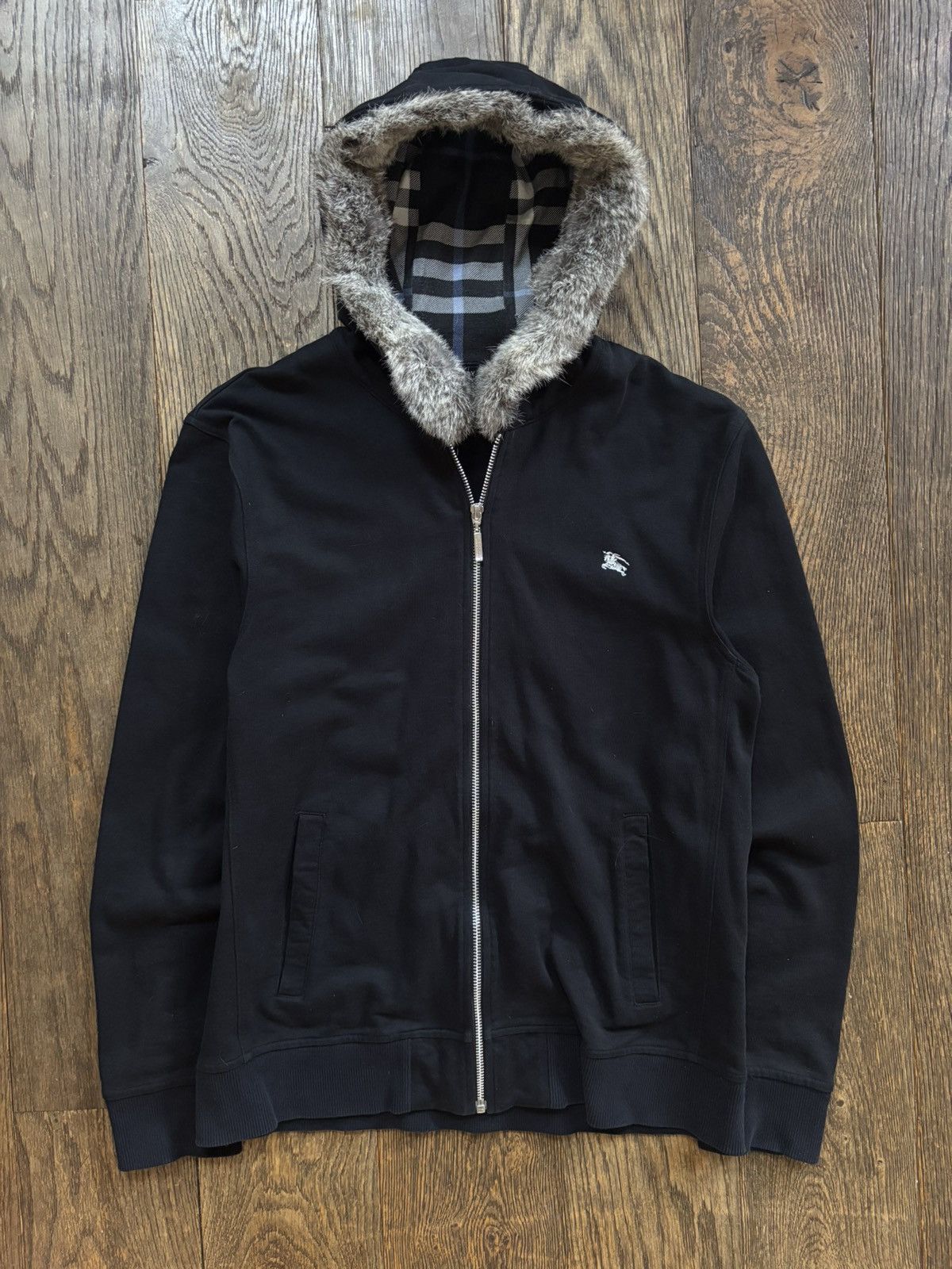 【BURBERRY BLACK LABEL】 Black Label × Burberry Burberry Black Label Fur Hoodie 00s | Grailed