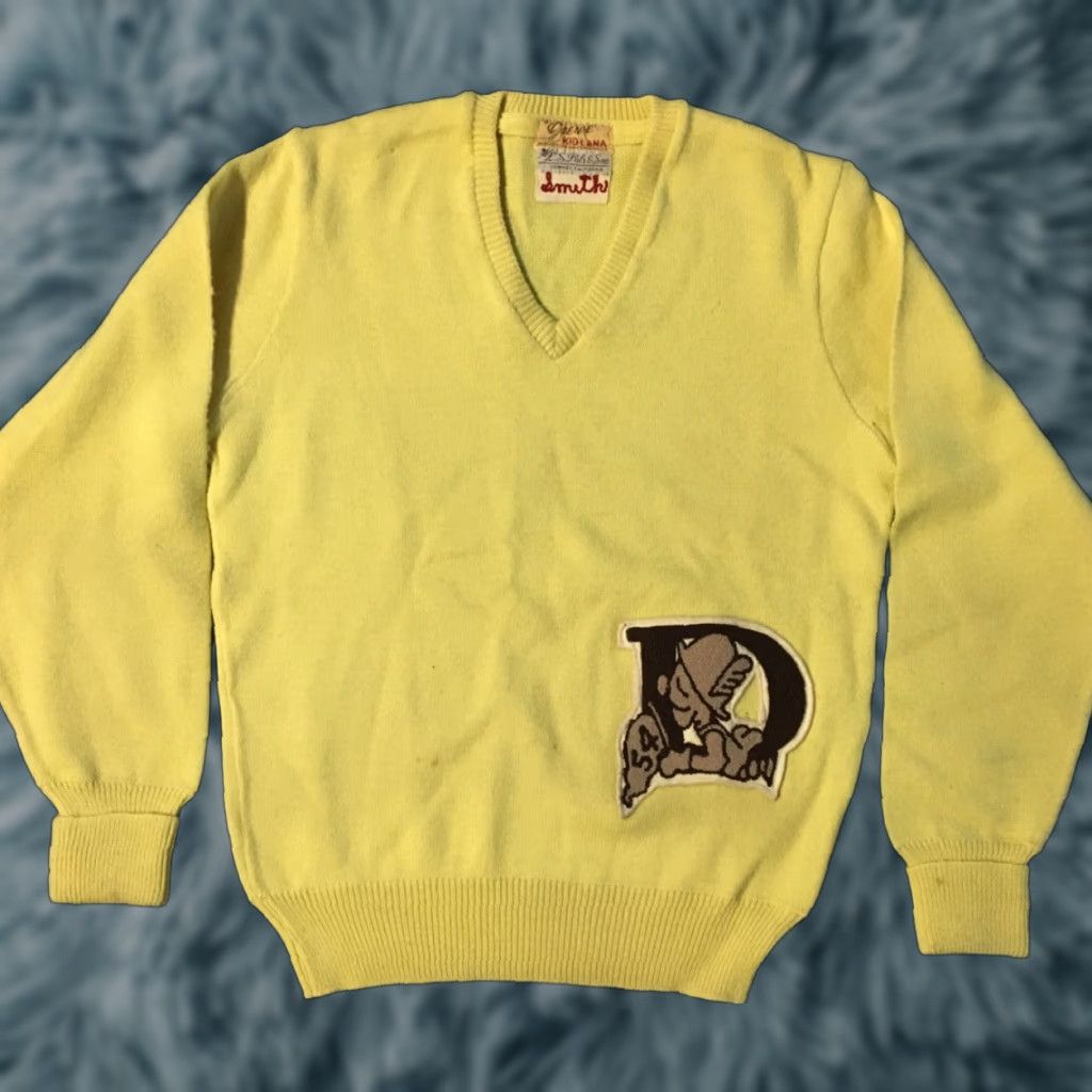 Vintage VINTAGE Track & Field Shirt S/M USA 1950s Yellow Wool Knit Letterman Sweater Varsity Cheerleader Men’s Boys Girls? Size S / US 4 / IT 40 - 1 Thumbnail