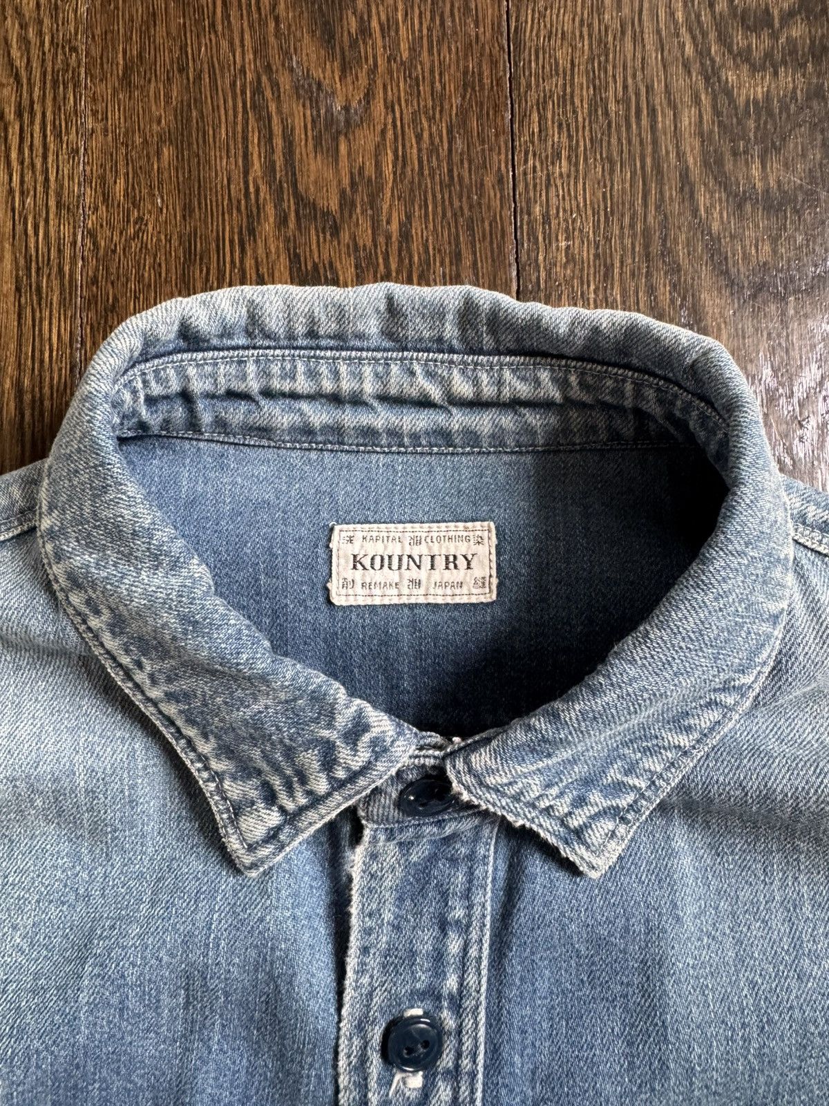 Kapital Kapital 8 oz Denim Work Shirt (BONE Embroidery) Size US L / EU 52-54 / 3 - 3 Thumbnail