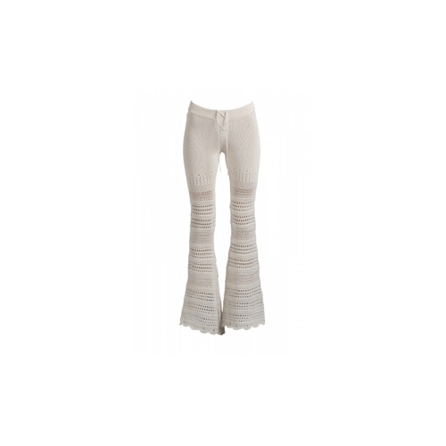 image of Amiri White Checkered Crochet Flare Pants Size M, Women's