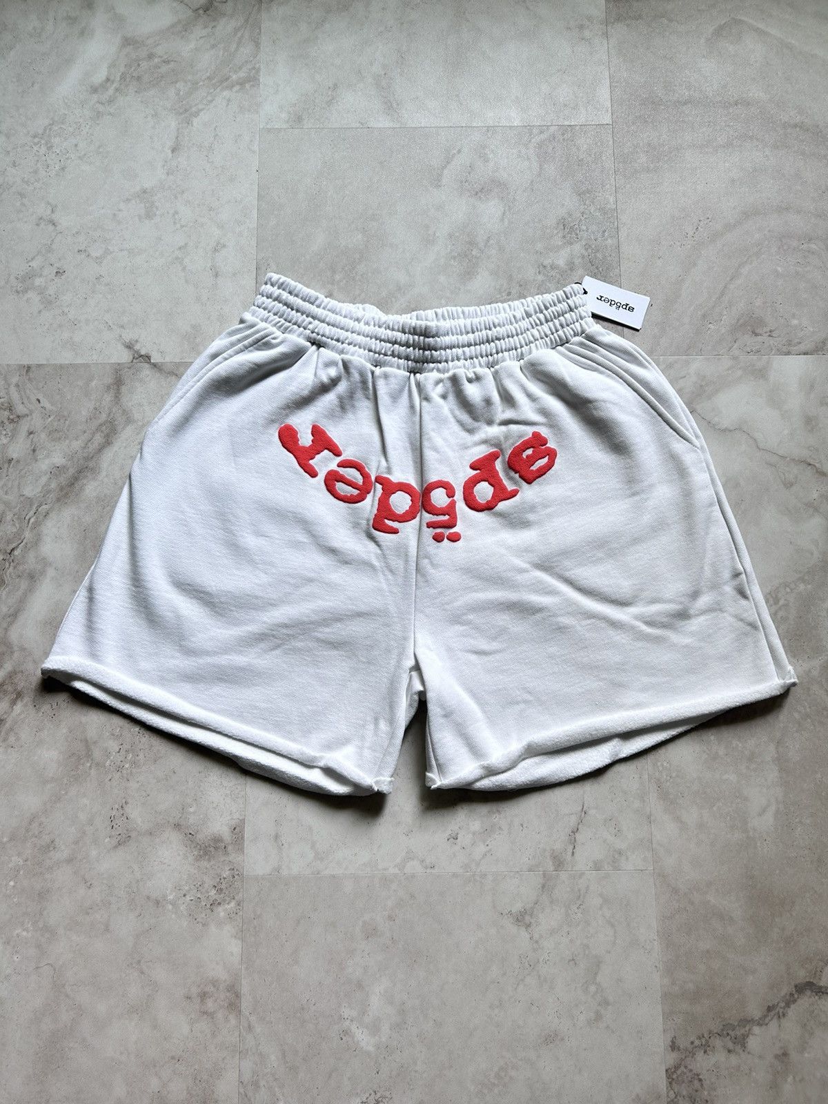 Sp5der × Young Thug Sp5der OG Web Sweatshort White Orange Size S Size US 30 / EU 46 - 1 Thumbnail