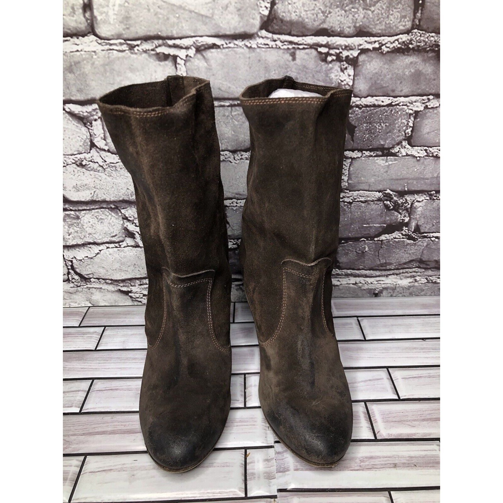 n.d.c. made by hand N.D.C. Made by Hand Brown Suede Leather Calf Heel Boots Shoe Size US 8.5 / IT 38.5 - 11 Thumbnail