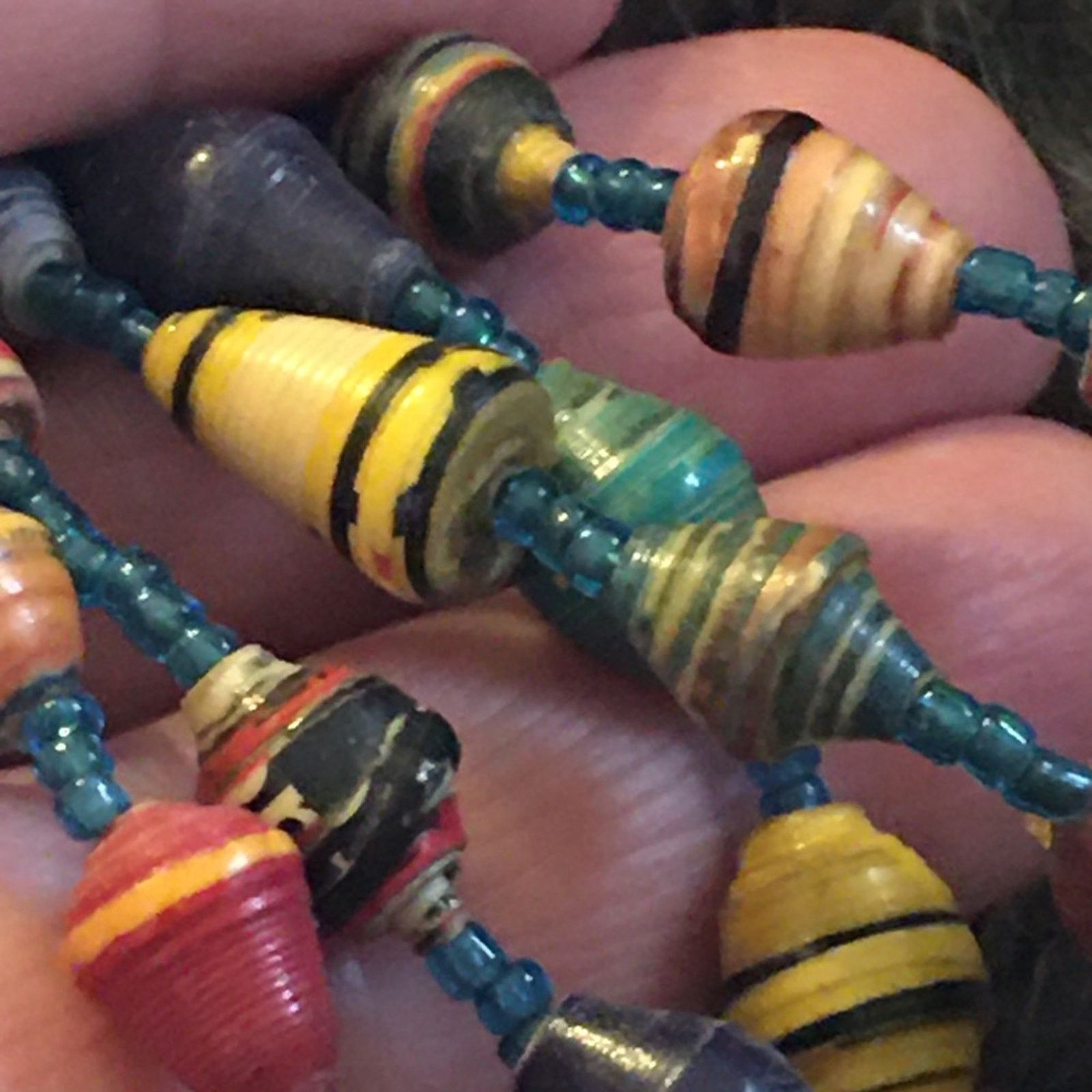 Other Hand crafted resin coated paper bead long necklace Size ONE SIZE - 7 Thumbnail