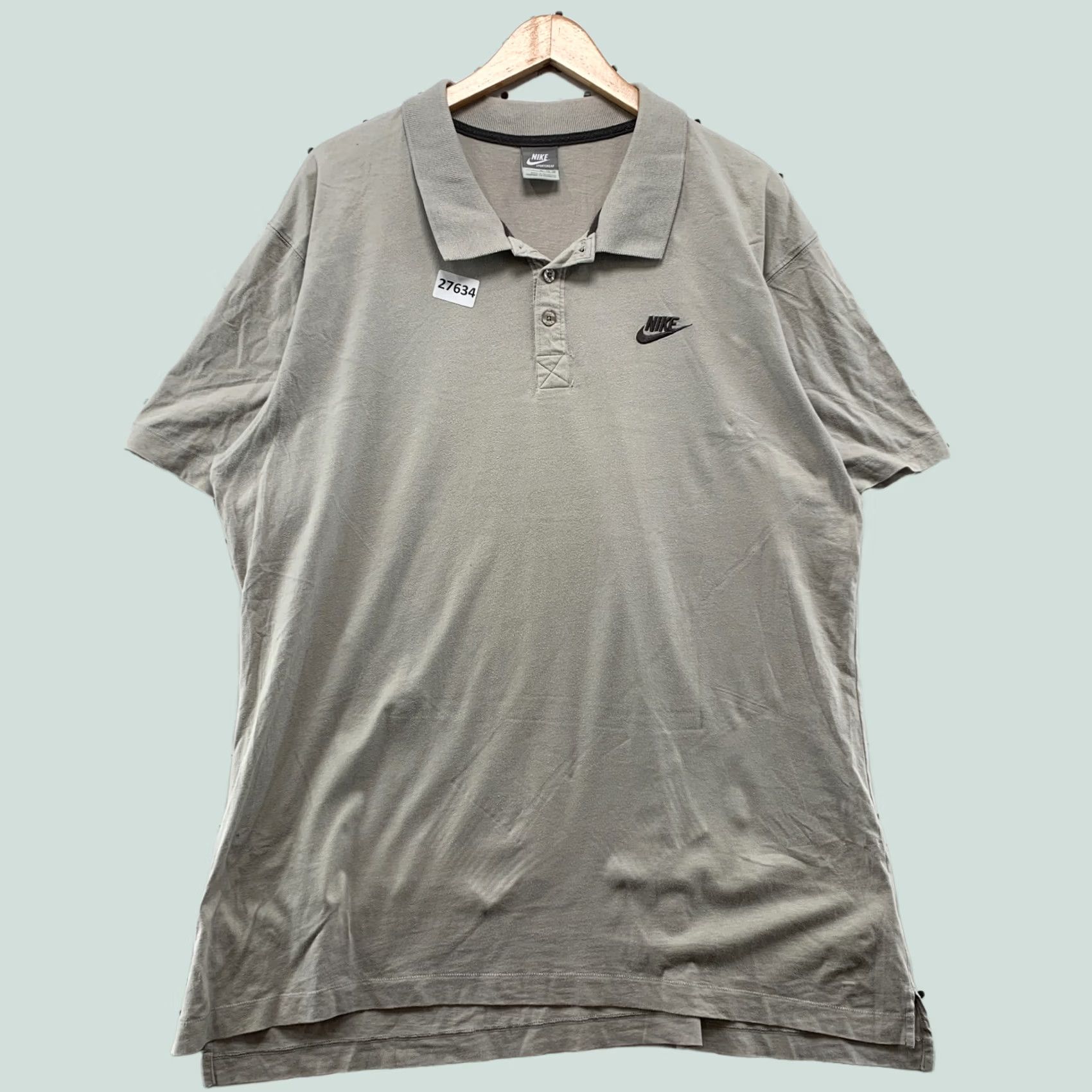 Nike VINTAGE Nike Sportswear Collared Polo Shirt Gray Swoosh Mens XL 24x33 Size US XL / EU 56 / 4 - 1 Thumbnail