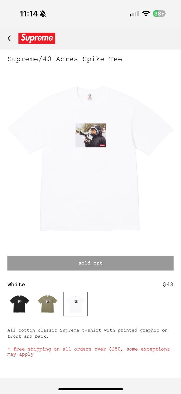 Supreme Supreme/40 acres spike tee Size US M / EU 48-50 / 2 - 1 Preview