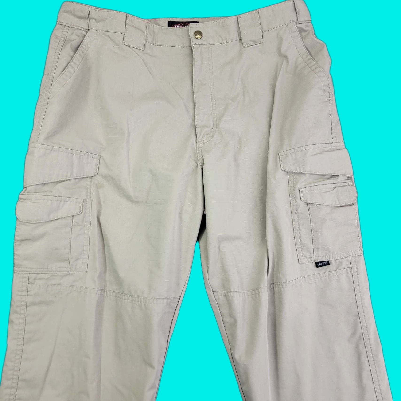 Vintage Tru-Spec Mens Cargo Pants 40x32 Beige Rip Stop Cargo Utility Work Pants Regular Straight Mens Size US 40 / EU 56 - 1 Thumbnail