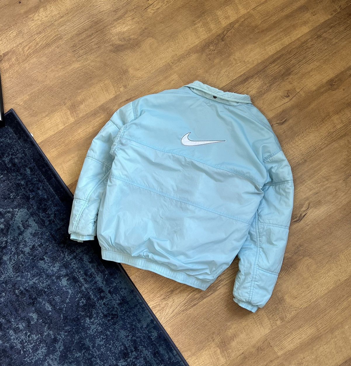 image of Nike Turquoise Vintage Zip Jacket Big Swoosh in Turqouise, Women's (Size Medium)