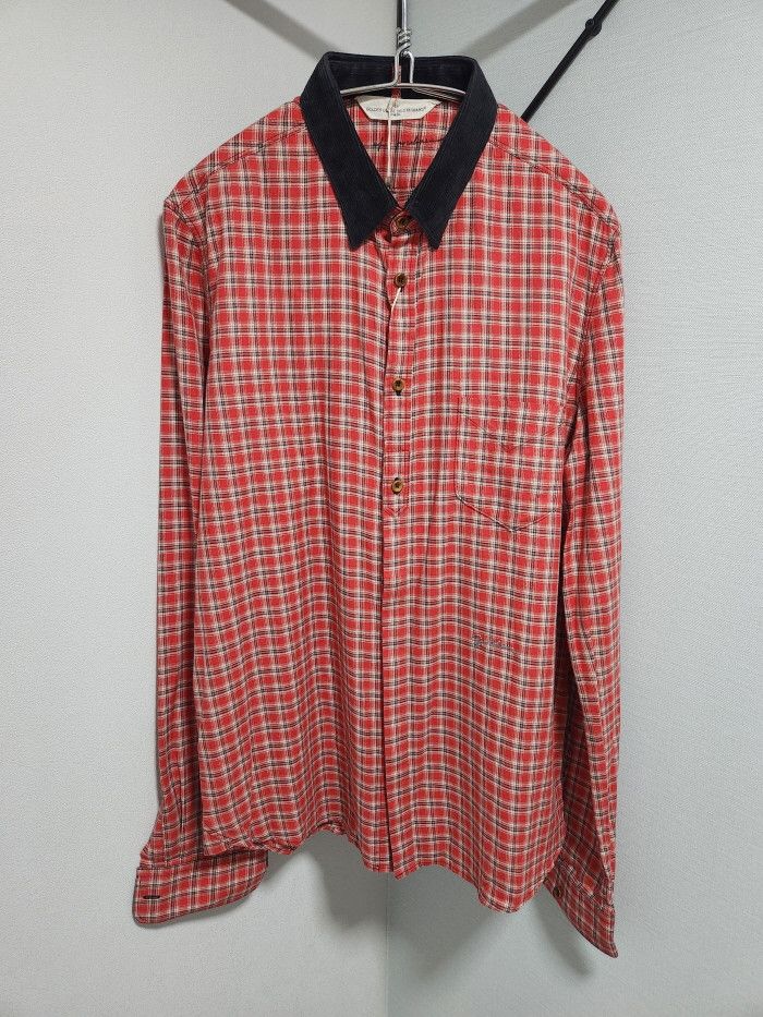 Golden Goose GOLDEN GOOSE 코듀로이카라 레드 체크셔츠 Size S / US 4 / IT 40 - 7 Thumbnail
