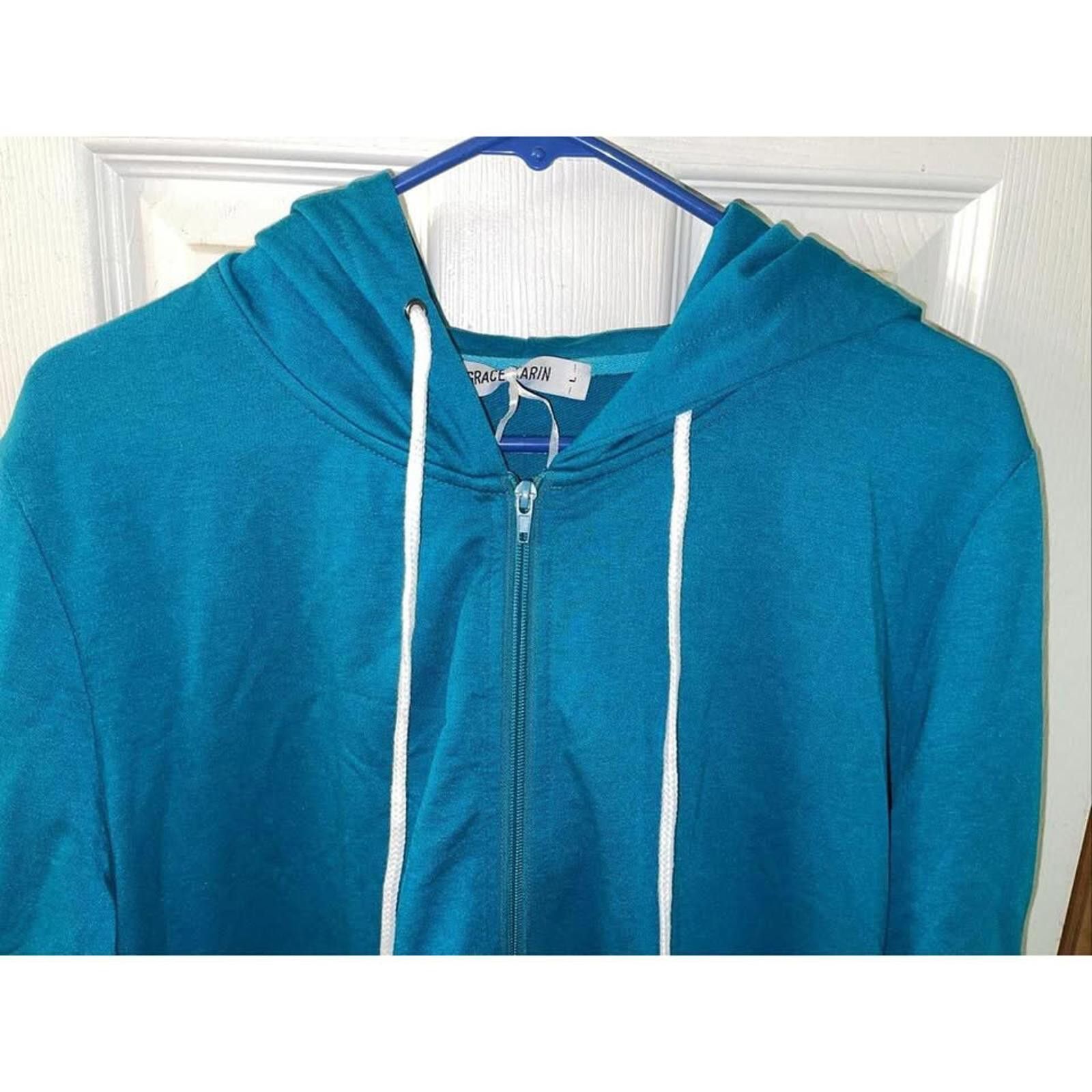 Other Grace Karin Hooded Zip-Up Dress - Turquoise Blue Size L / US 10 / IT 46 - 3 Thumbnail