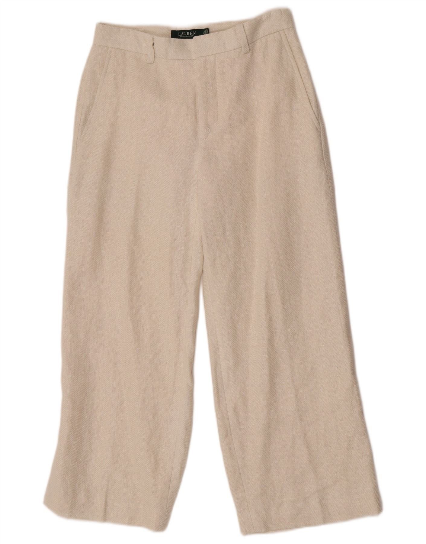 Ralph Lauren Womens Wide Leg Cropped Trousers US 2 XS W24 L25 Off White Size 24" / US 00 / IT 34 - 1 Thumbnail