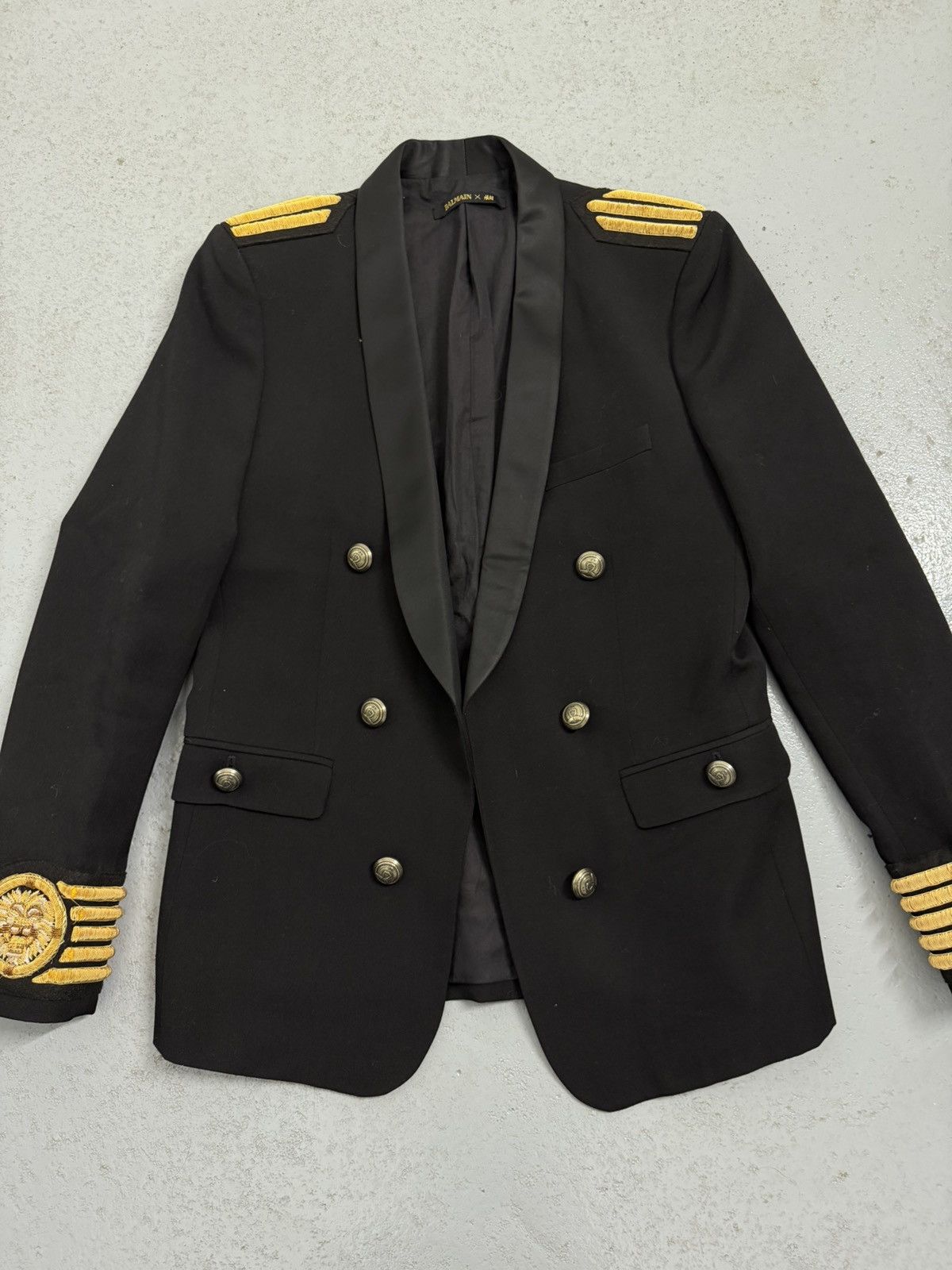 Balmain × H&M Balmain x H&M Black Shawl Collar Napoleon Wool Jacket Size 40R - 6 Thumbnail