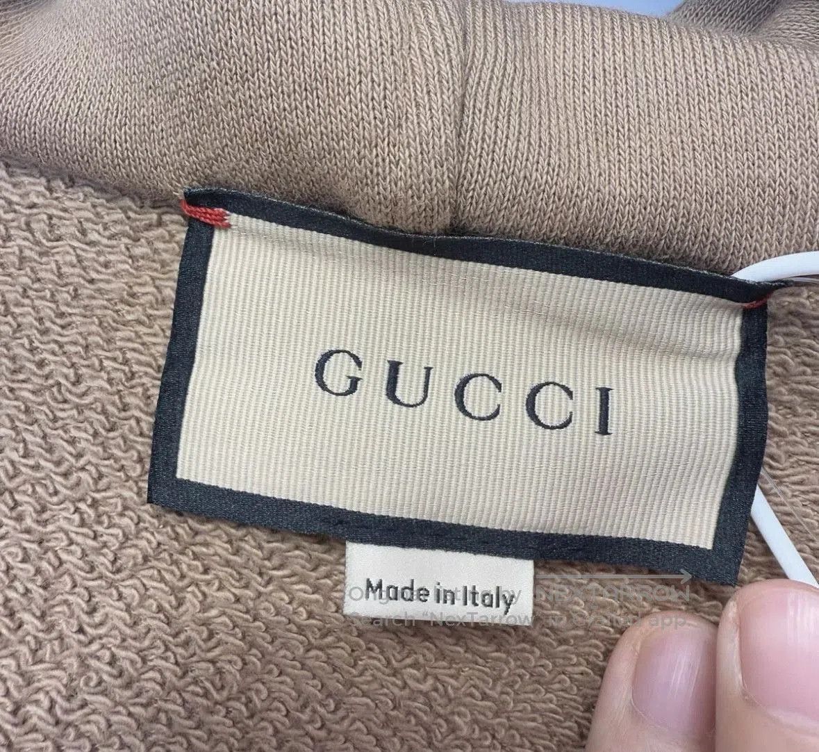 Gucci Brown Logo Print Hooded Sweatshirt.