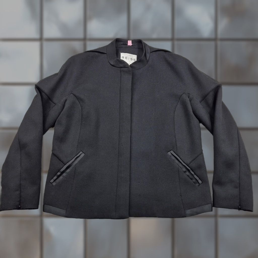 Reiss REISS Mora Jacket Womens Medium Black Wool Blend Zip Front Lined Pockets Jacket Size M / US 6-8 / IT 42-44 - 1 Thumbnail