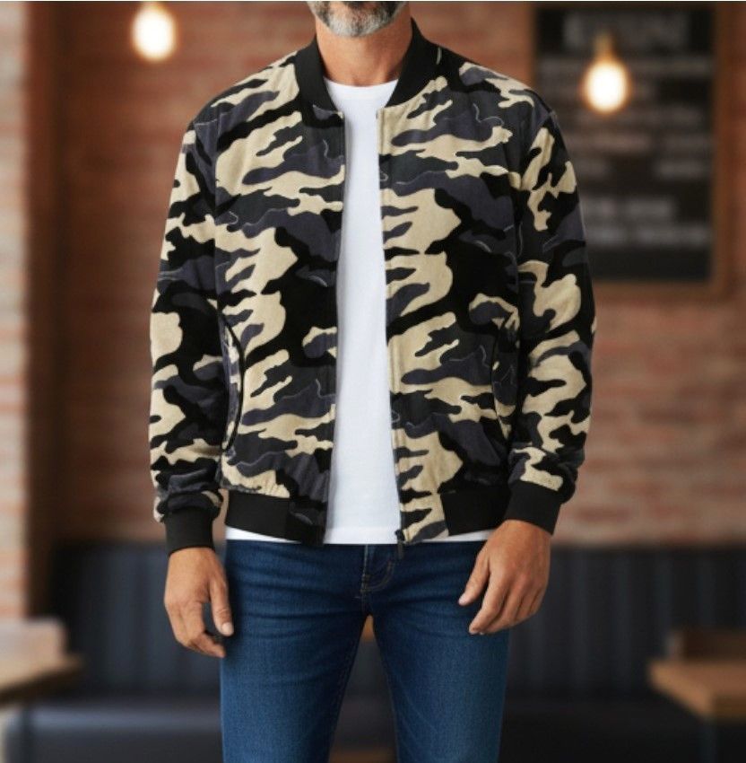 Emporio Armani EU52 Camo Soft Padded Bomber Full Zip 86774 Size US L / EU 52-54 / 3 - 2 Thumbnail