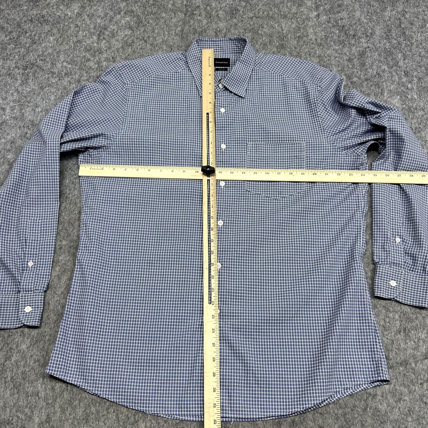 Ermenegildo Zegna Ermenegildo Zegna Shirt Mens XL Blue Check Traveller Long Sleeve Dress Turkey Size 46R - 7 Thumbnail