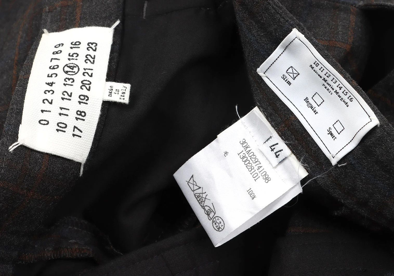 Maison Margiela Wool Overcheck Tapered Pants in Gray-Brown-Blue, Size 44 Size US 28 / EU 44 - 13 Thumbnail