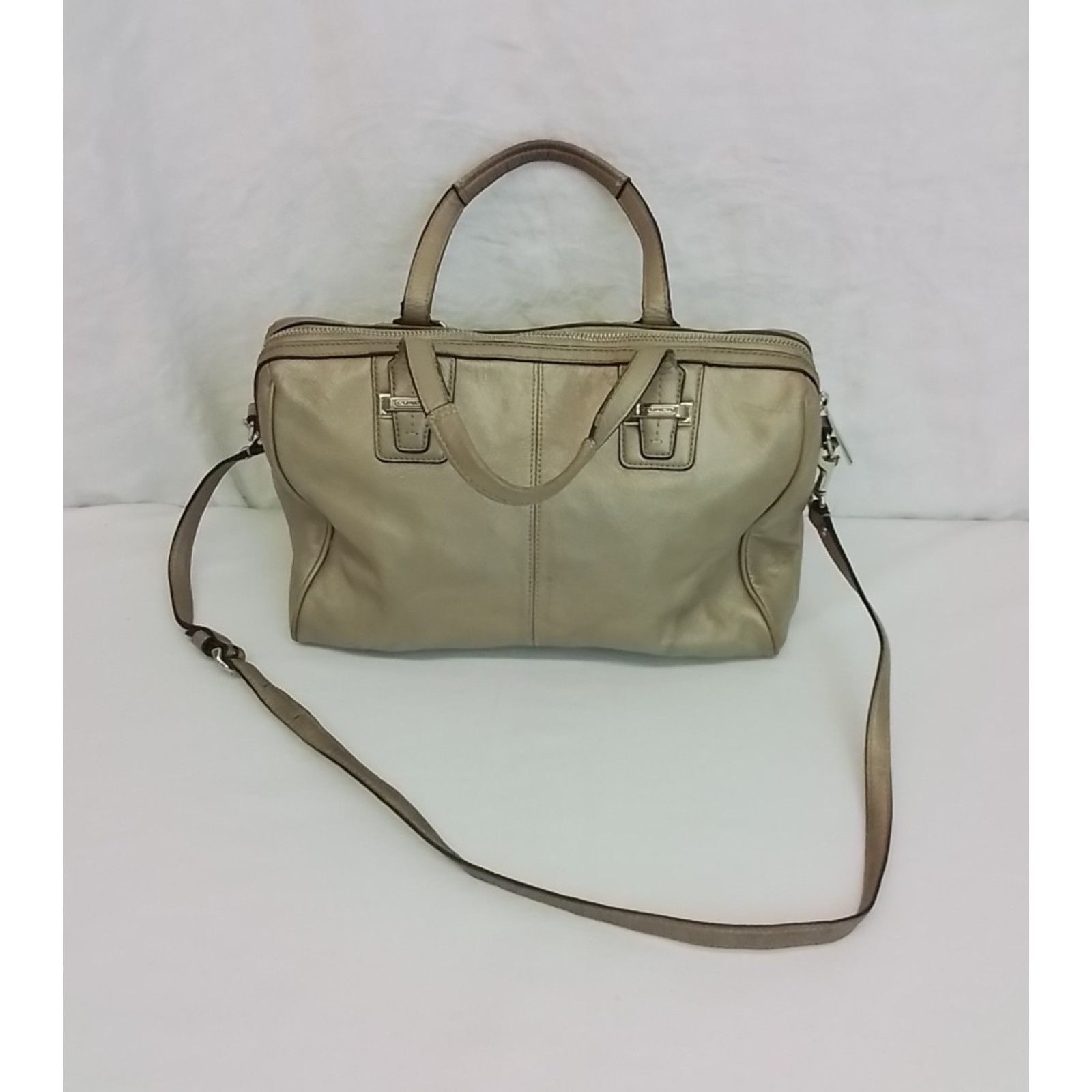 Coach Coach Taylor Handbag Satchel Champagne Silver Crossbody Size ONE SIZE - 4 Thumbnail
