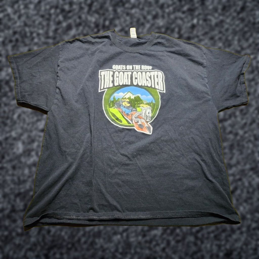 Gildan Gildan Mens 3XL Goats On The Roof Mountain Rollercoaster T-Shirt Distressed Funny Black 90s Animals Size US XXL / EU 58 / 5 - 1 Thumbnail