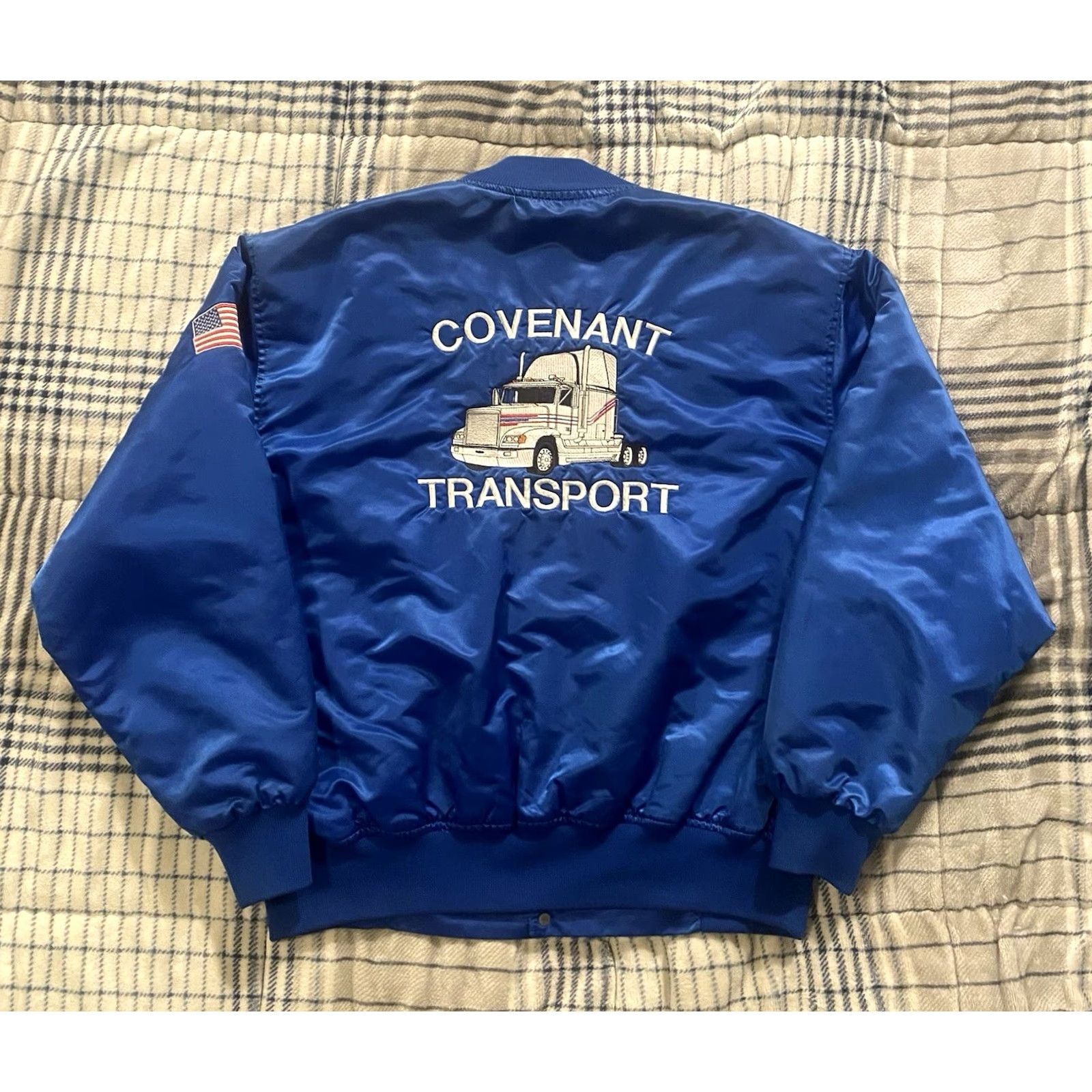 Vintage VINTAGE Game Sportswear Bomber Jacket Men's 2XL Blue Nylon Satin Quilted Logo Pocket Bonded 90s Transportation Theme Size US XXL / EU 58 / 5 - 2 Thumbnail