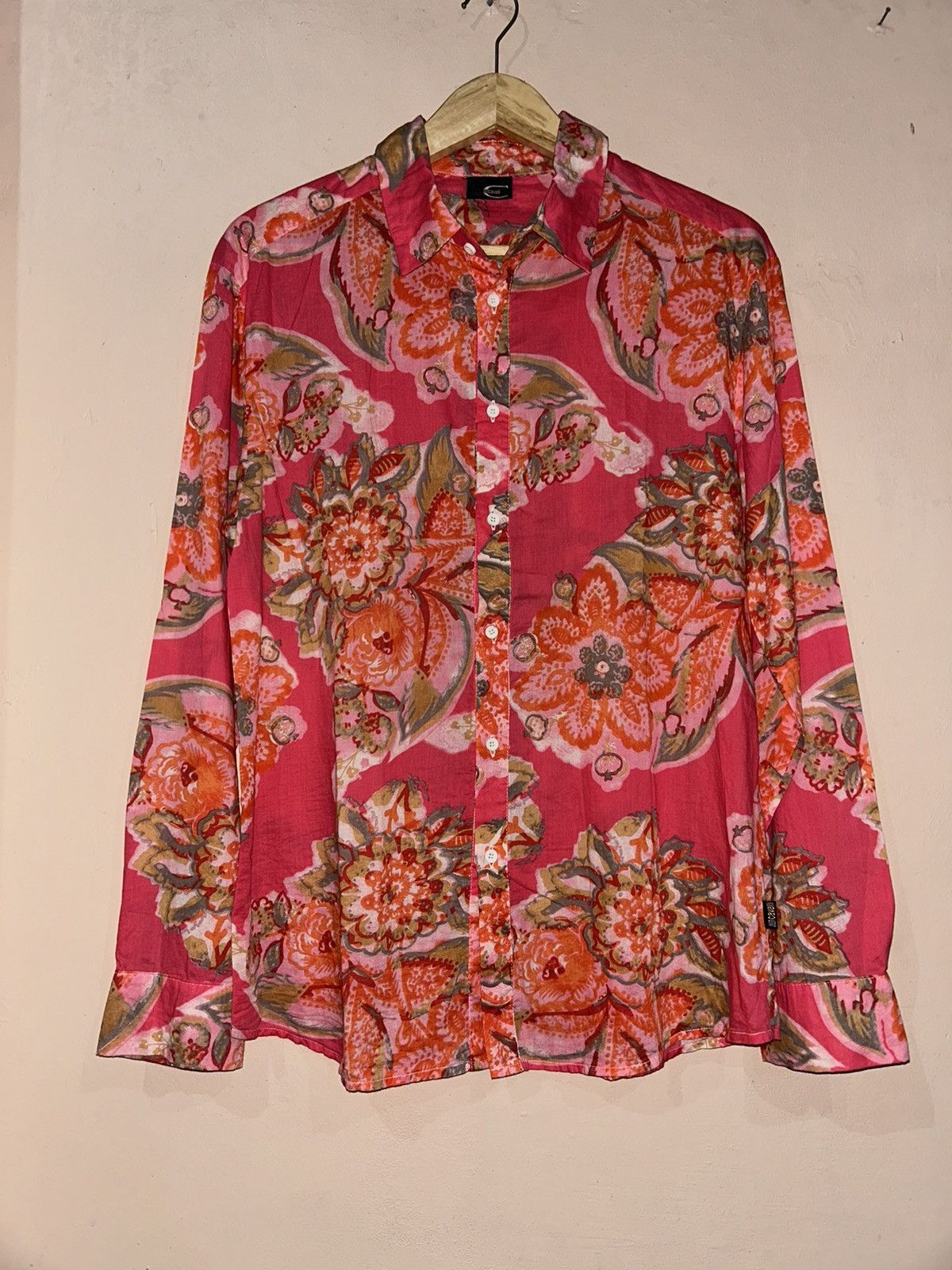 image of Roberto Cavalli Floral Shirt in Orange, Women's (Size XL)