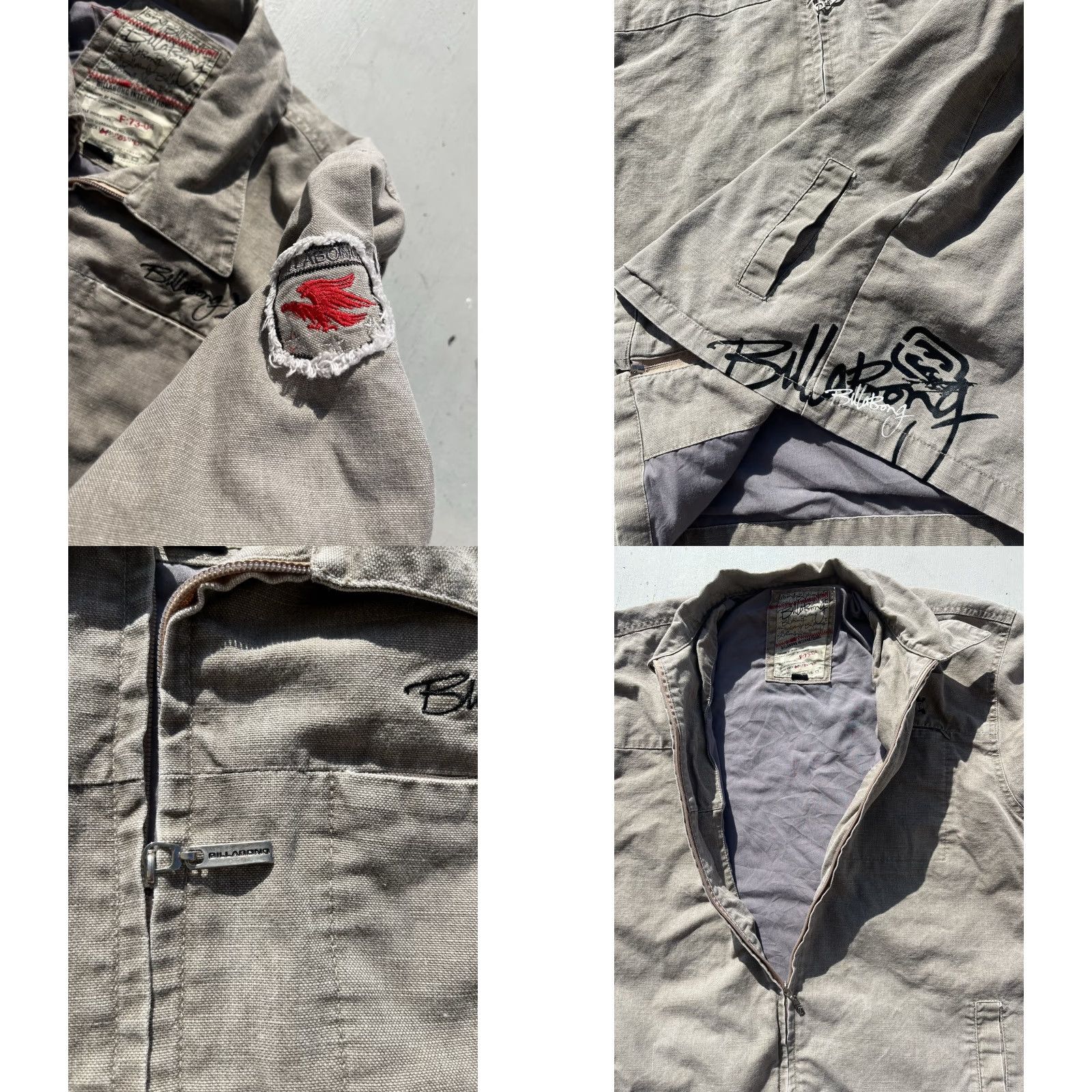 Billabong Billabong Jacket Beige Solid L Utility Zip Patches Surf Aussie Spell-Out Mens Jacket Size US L / EU 52-54 / 3 - 8 Thumbnail