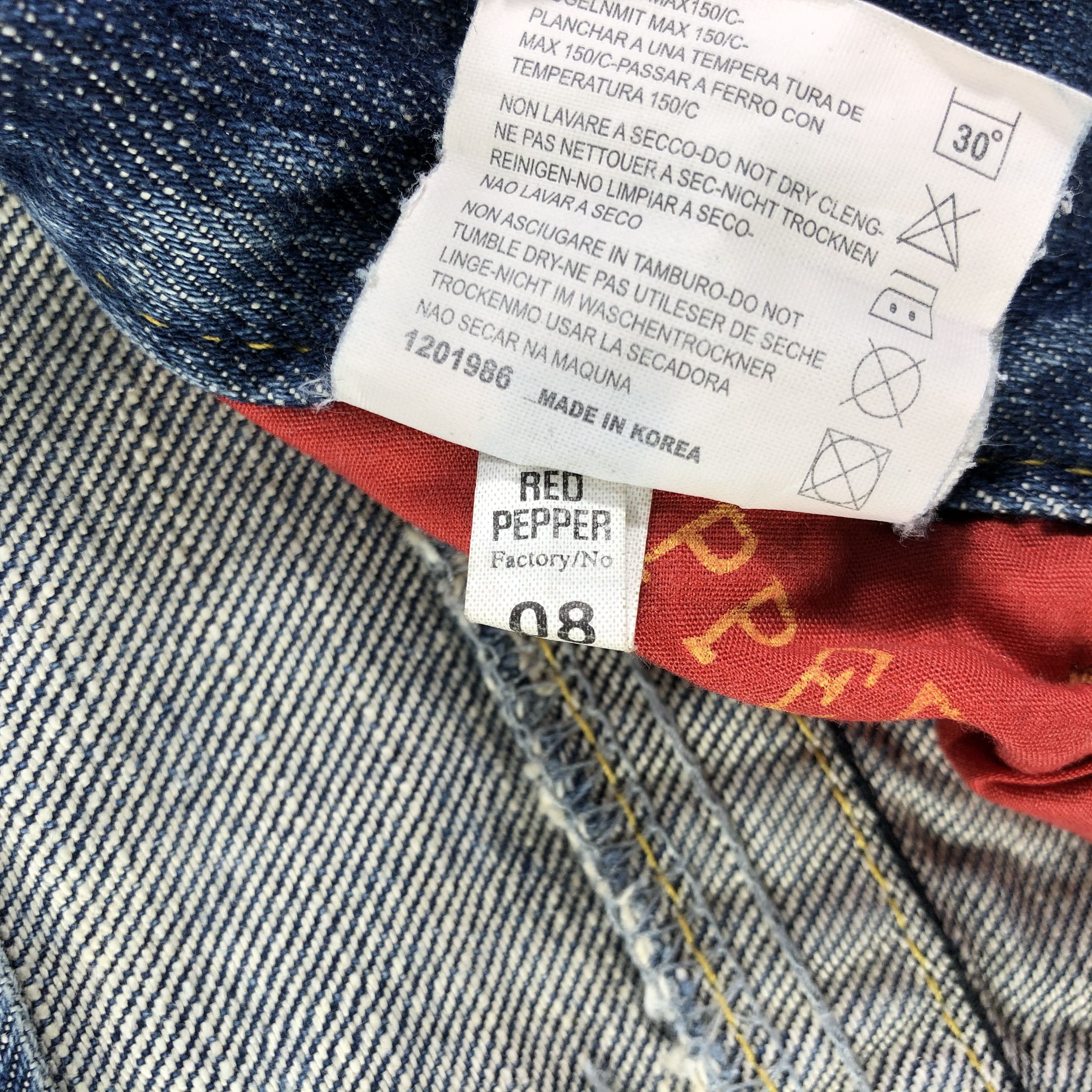 Japanese Brand Red Pepper Jeans Faded Blue Distressed Denim KJ1744 Size US 32 / EU 48 - 15 Thumbnail