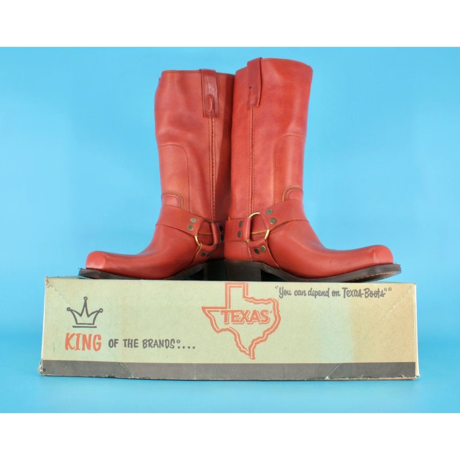 Vintage VTG 70s Boots Texas Boots Brown Leather Boots Mens 7 D Vintage 1970s Biker Motorcycle Harness Boots Size US 7 / EU 40 - 2 Thumbnail
