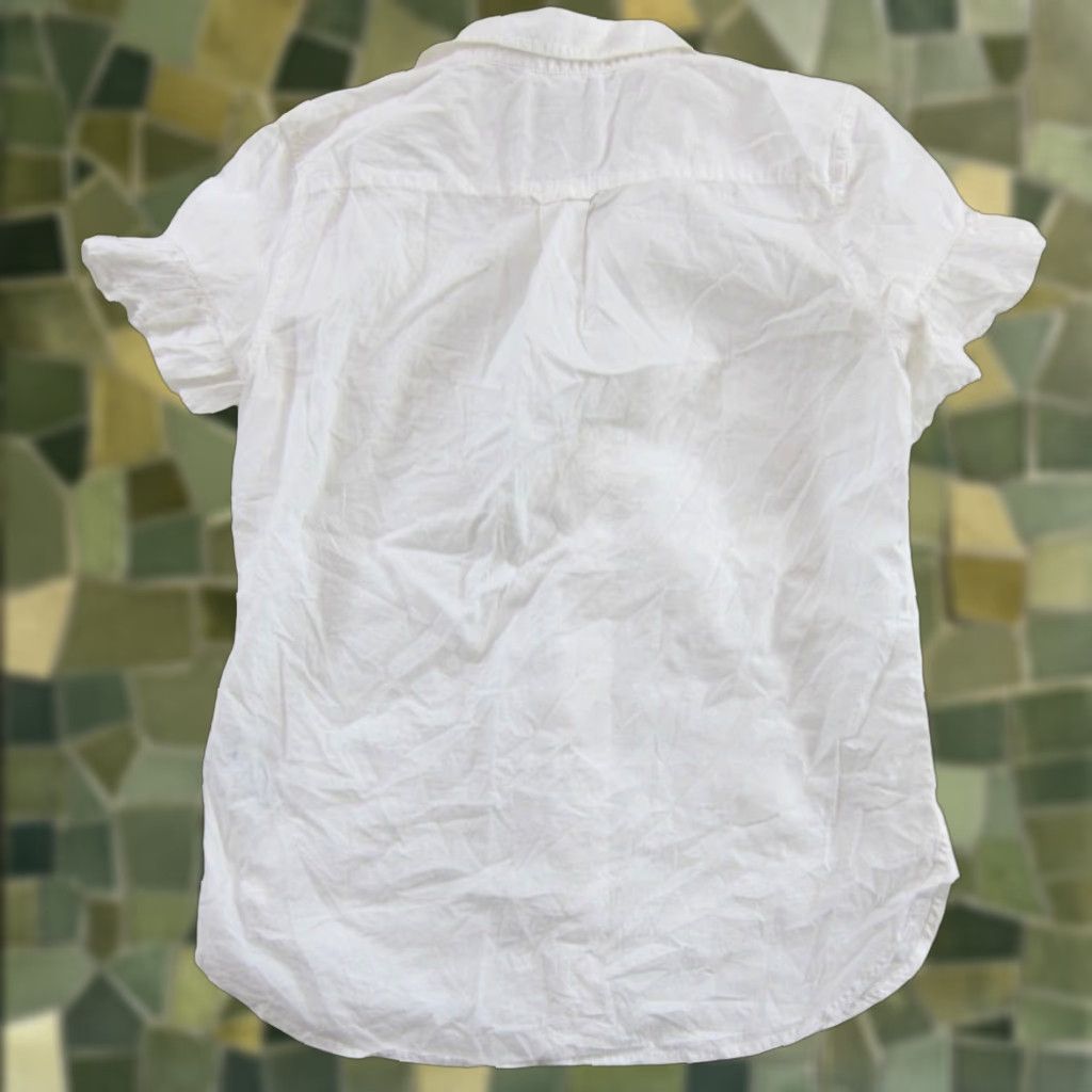 J.Crew J.CREW Blouse Short Sleeve Collared Button Down White 100% Cotton Ruffle Basic Lightweight Vintage Style 2 Womens Size XS / US 0-2 / IT 36-38 - 1 Thumbnail