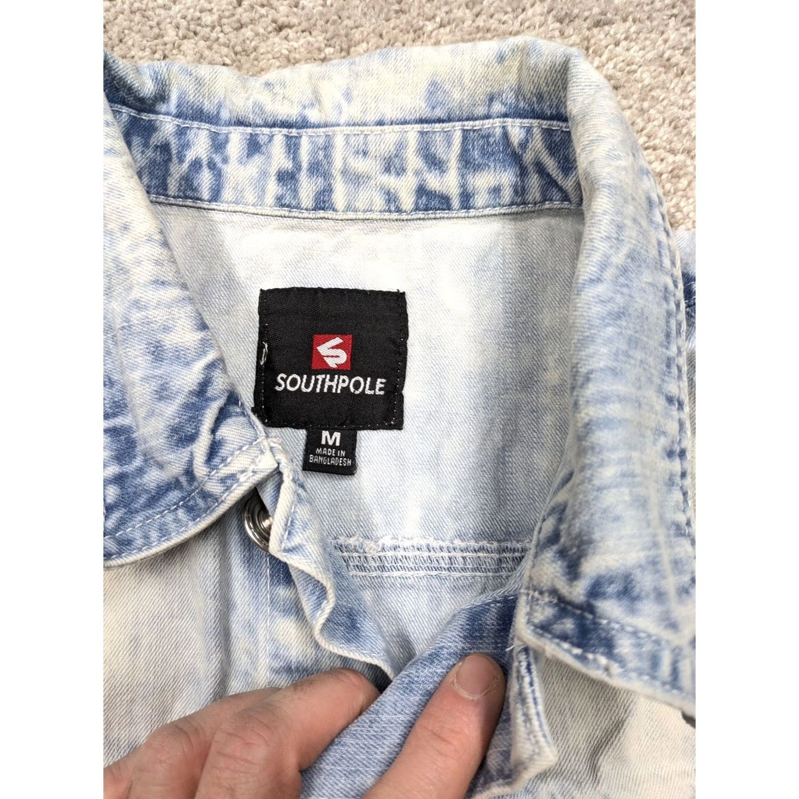 Southpole VINTAGE South Pole Jacket Mens Medium Blue Denim Trucker Button 90s Y2K Size US 31 - 4 Thumbnail