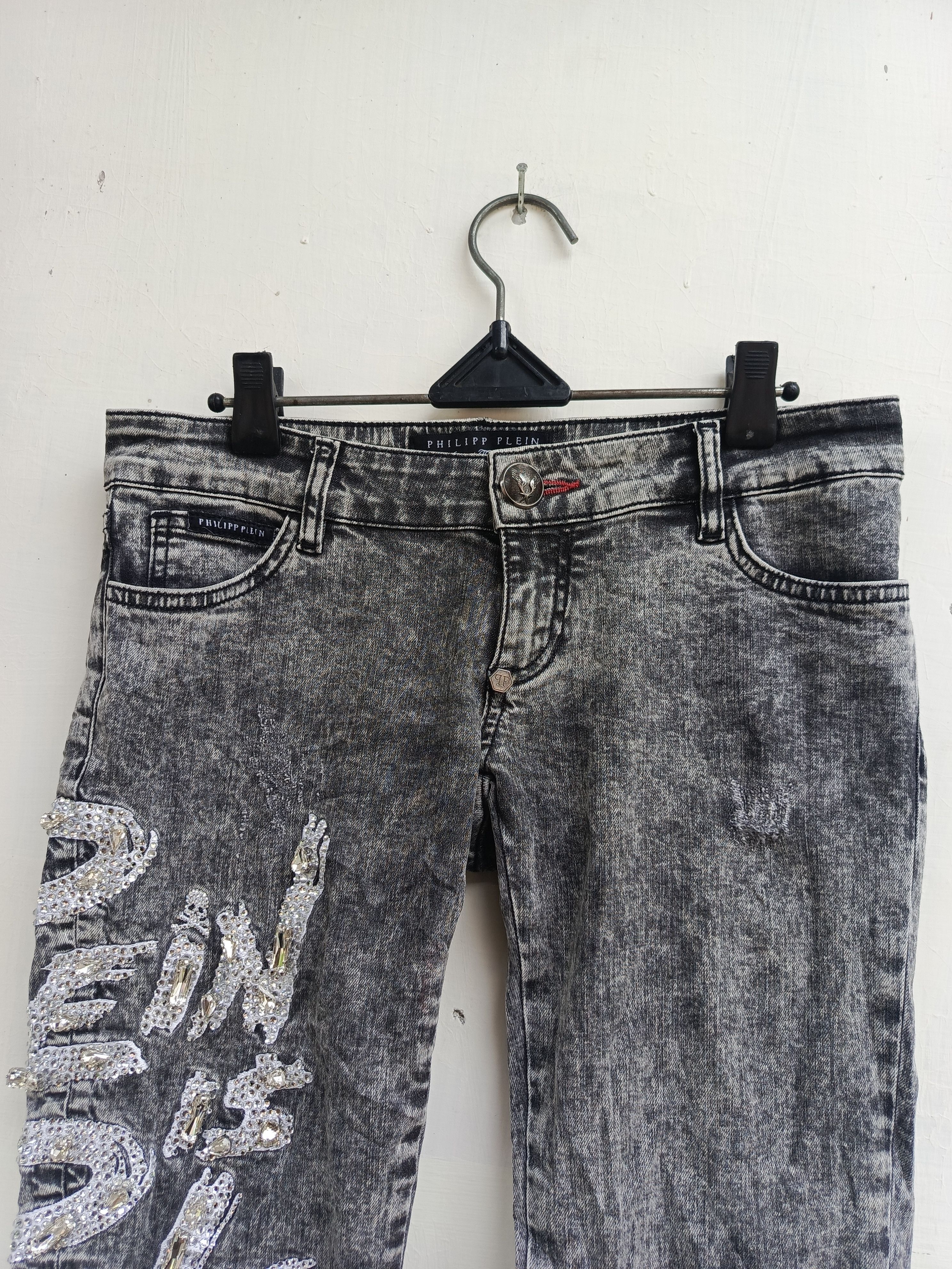 Philipp Plein Philipp Plein Rhinestone Denim Jeans. Luxury Streetwear Size 27" / US 4 / IT 40 - 2 Thumbnail