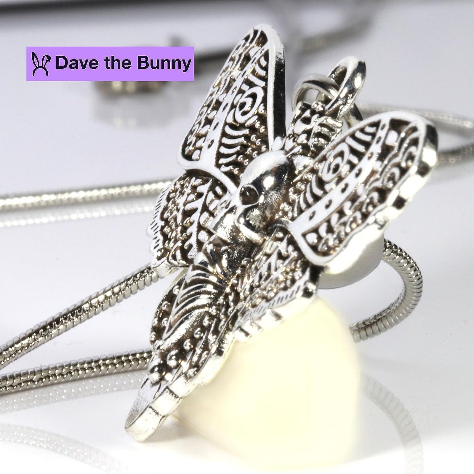 & Other Stories Gothic Jewelry Moth Necklace Dead Head Charm Pendant Size ONE SIZE - 6 Thumbnail