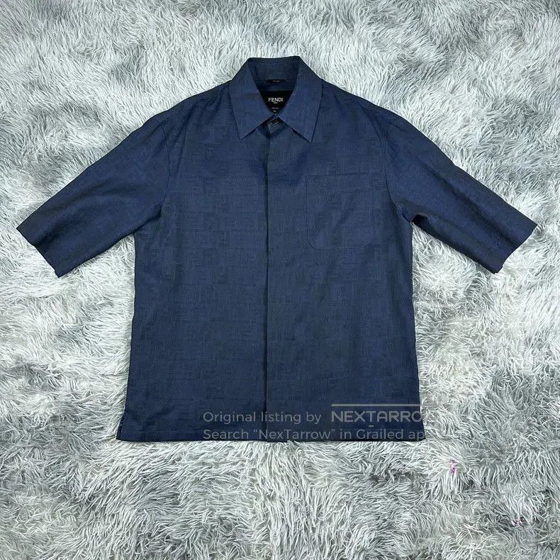 Fendi Fendi Blue Patterned Short Sleeve Shirt. Size US M / EU 48-50 / 2 - 1 Thumbnail