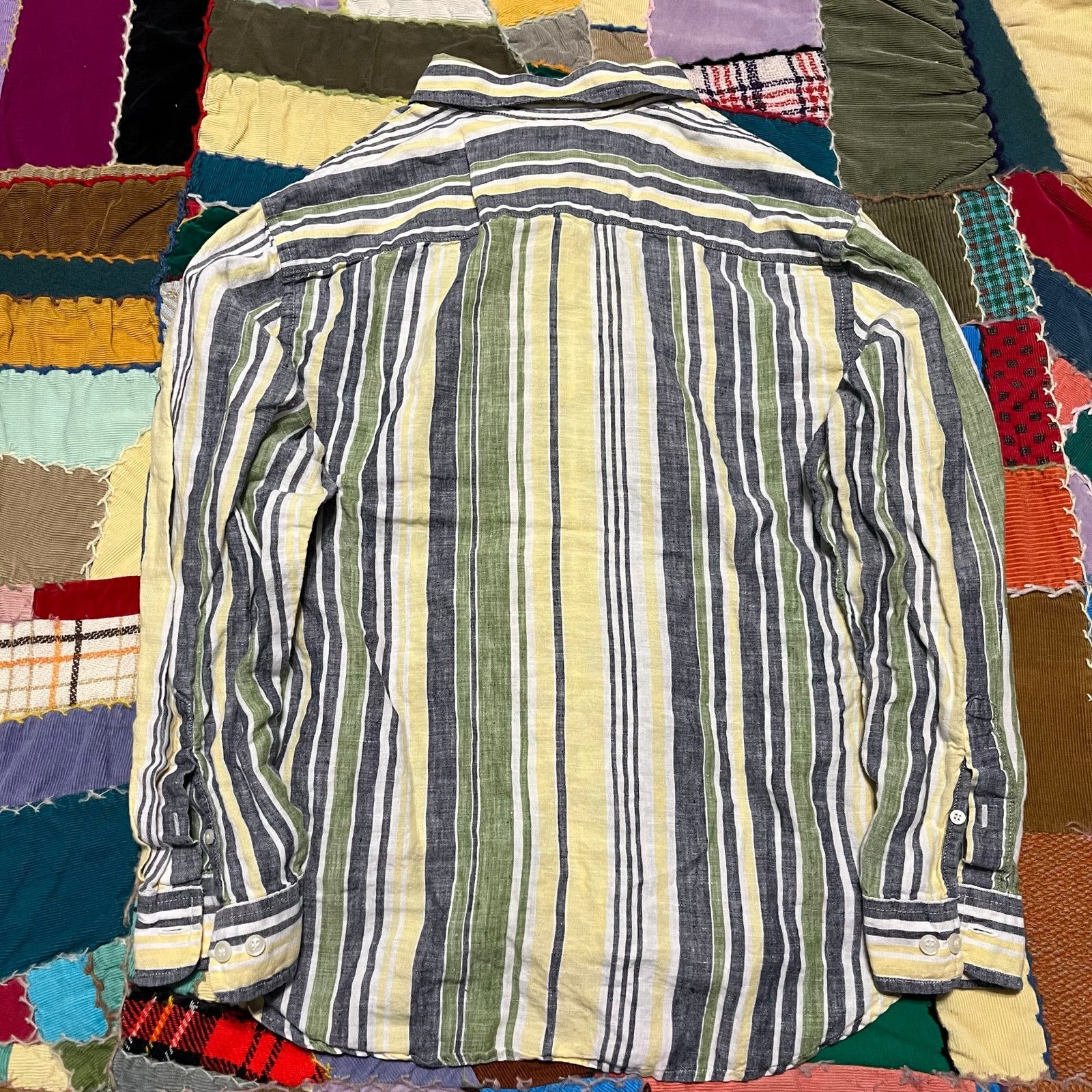 Jones New York Jones New York Yellow/Green Striped Long Sleeve Button Up Size US L / EU 52-54 / 3 - 2 Thumbnail