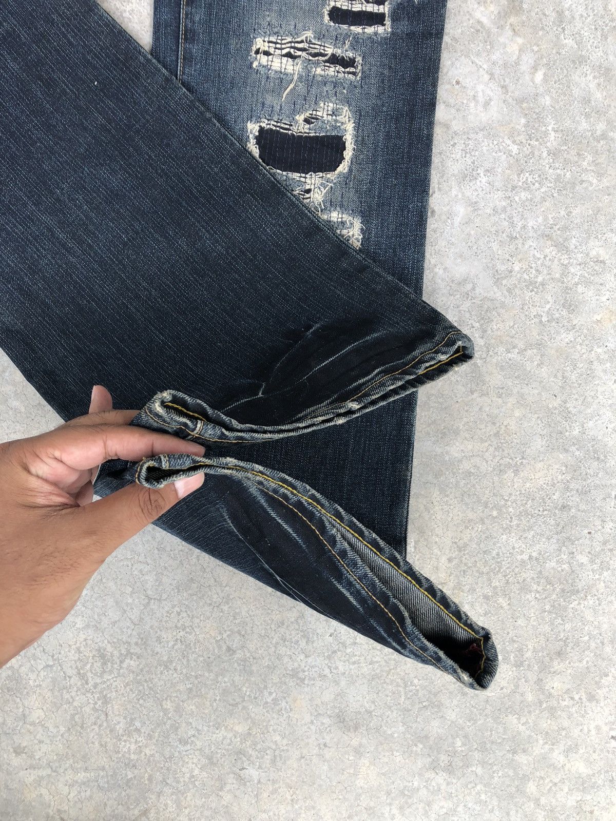 Who Decides War Japanese Purple&Yellow Flared Jeans Distressed Jeans Size US 32 / EU 48 - 13 Thumbnail