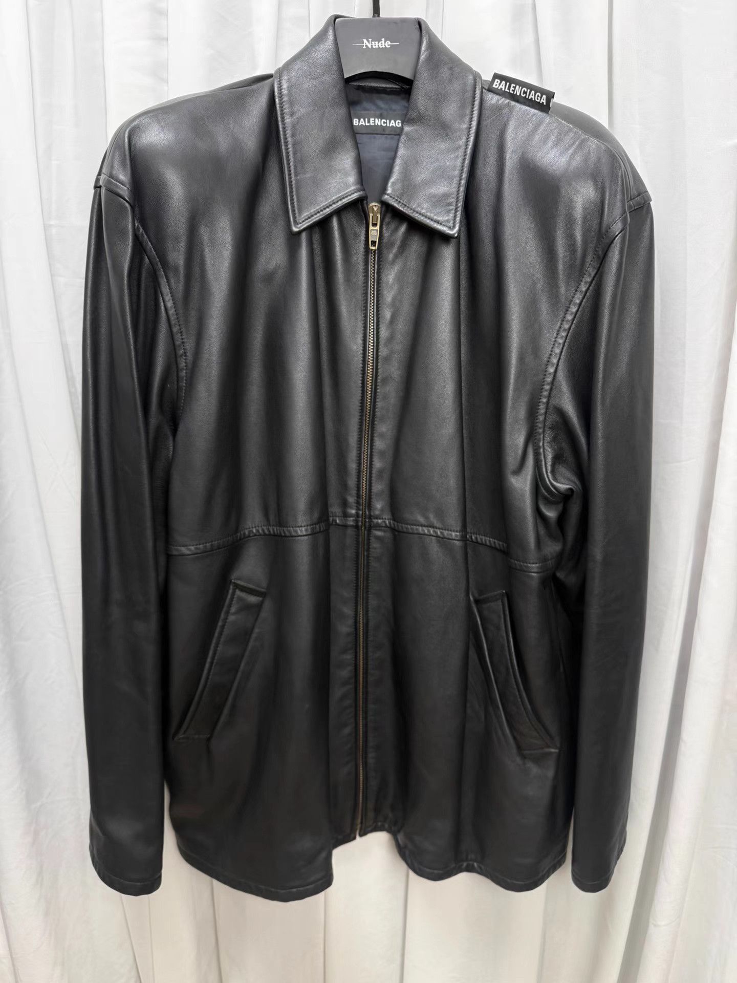 Balenciaga Balenciaga Oversized Shoulder Embroidered Leather Jacket K20 Size US M / EU 48-50 / 2 - 1 Thumbnail