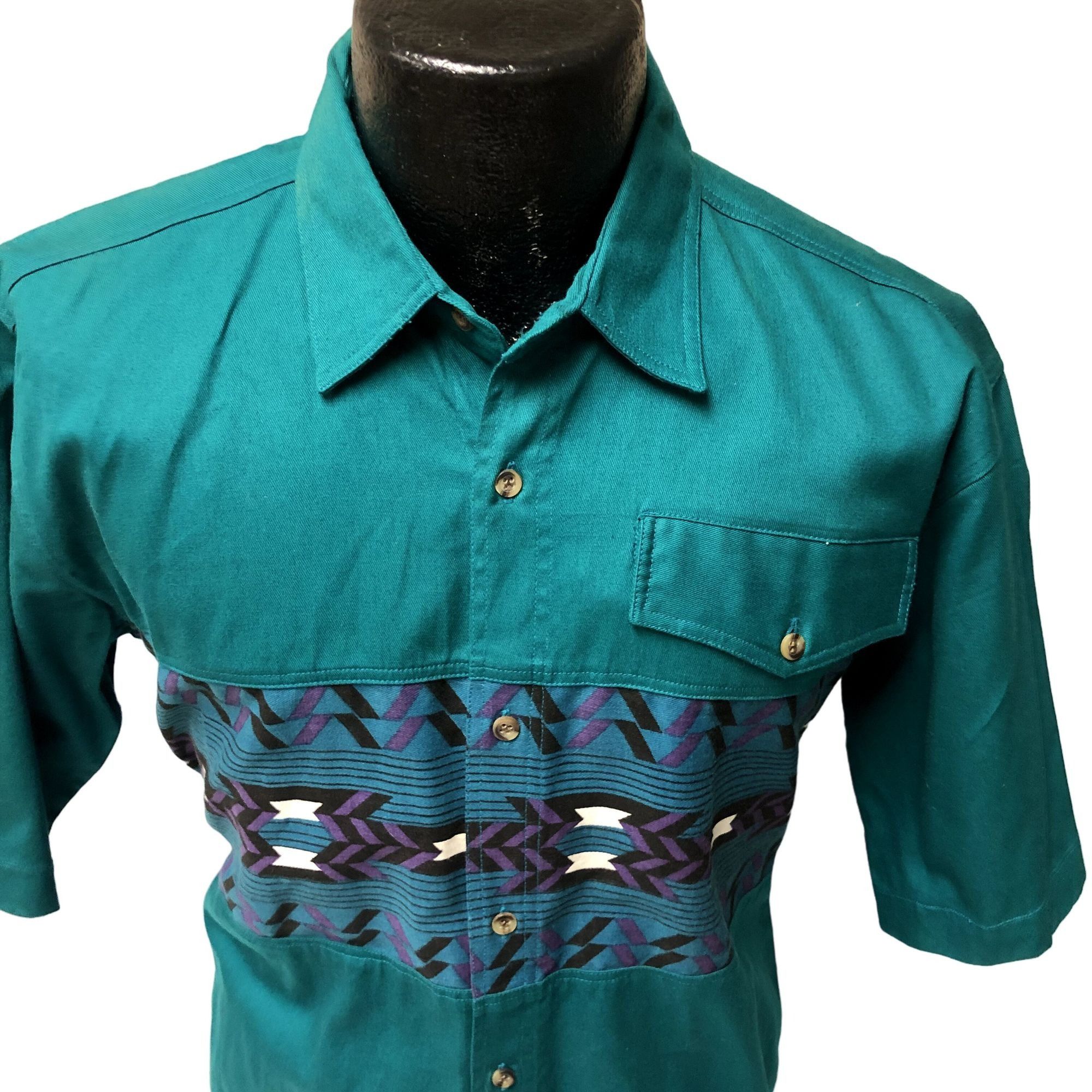 Other Vtg Gordon James TURQUOISE Cowboy WESTERN Aztec Shirt Size US M / EU 48-50 / 2 - 3 Thumbnail