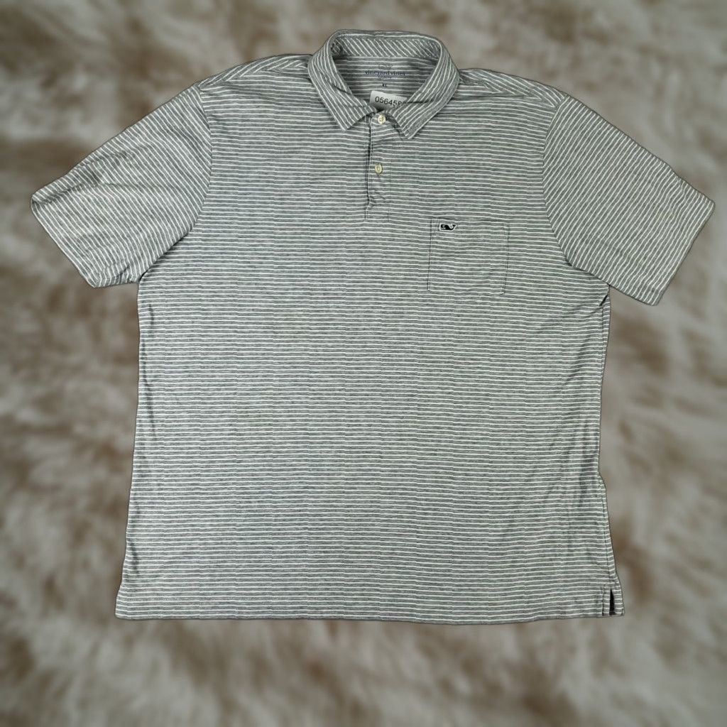 Vineyard Vines VINEYARD VINES Polo Shirt Mens XL Gray Striped Casual Short Sleeve Golf Classic Sports Size US XL / EU 56 / 4 - 1 Thumbnail