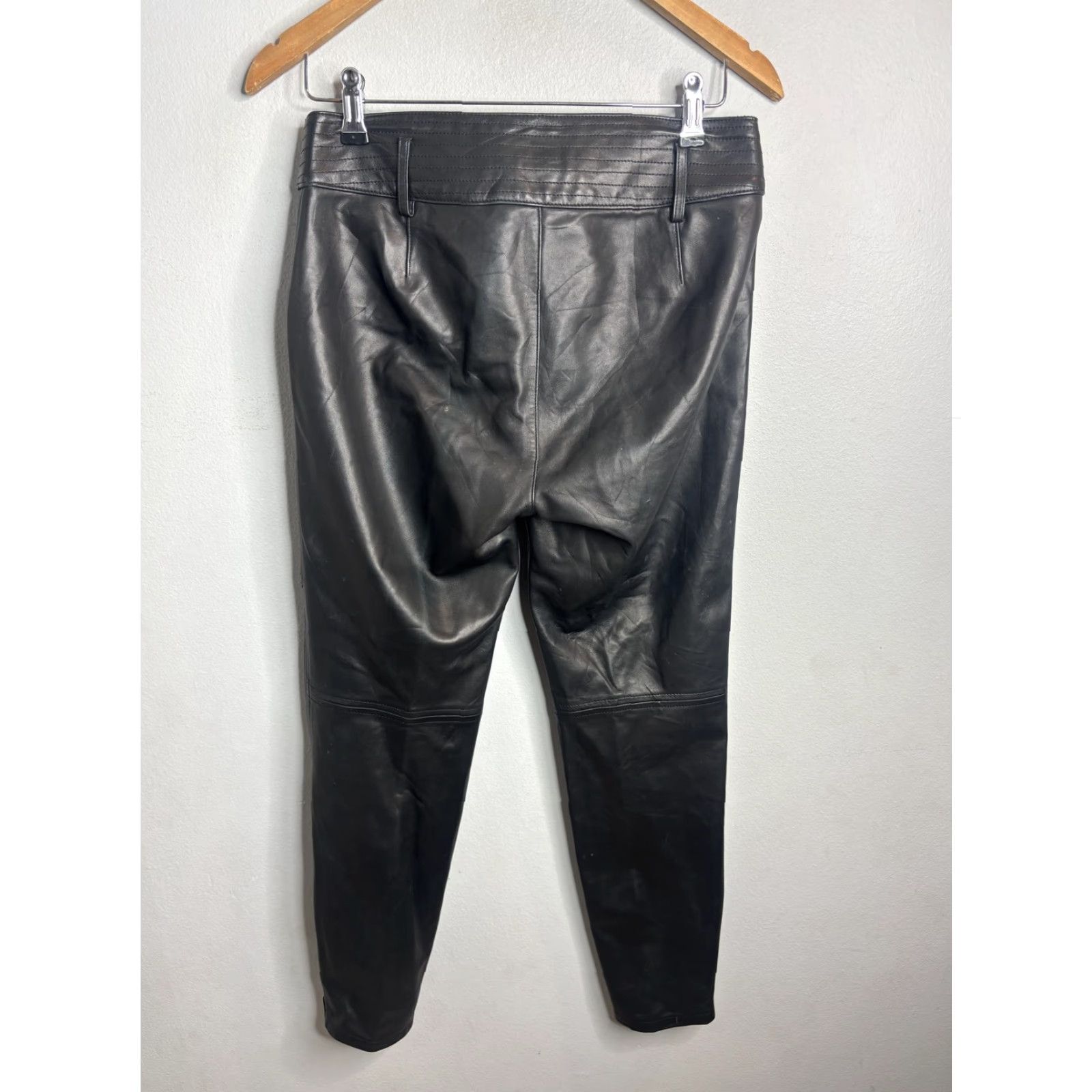 Ralph Lauren Rugby Ralph Lauren Pants Womens 4 Black Leather Skinny Ankle Moto Zip Pockets Size 27" / US 4 / IT 40 - 7 Thumbnail