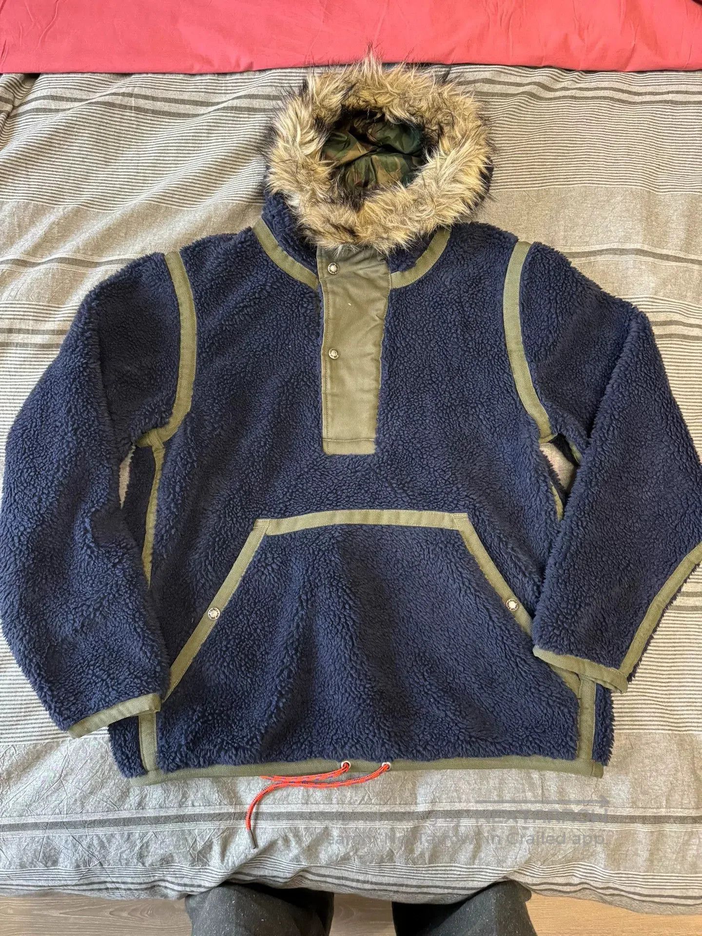 RRL Ralph Lauren cozy navy fleece pullover with hood. Size US M / EU 48-50 / 2 - 1 Thumbnail