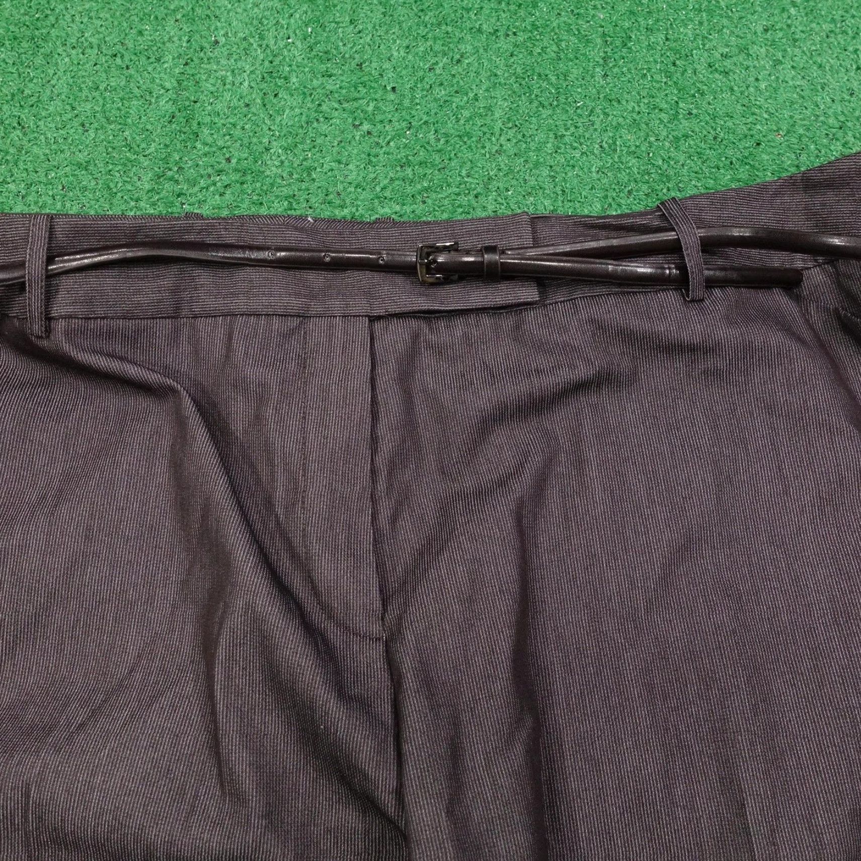 Vintage Tahari Arthur S. Levine Pants Womens 24W Bark Brown Dress Career Lined Belted Size 42" / US 20 - 3 Thumbnail