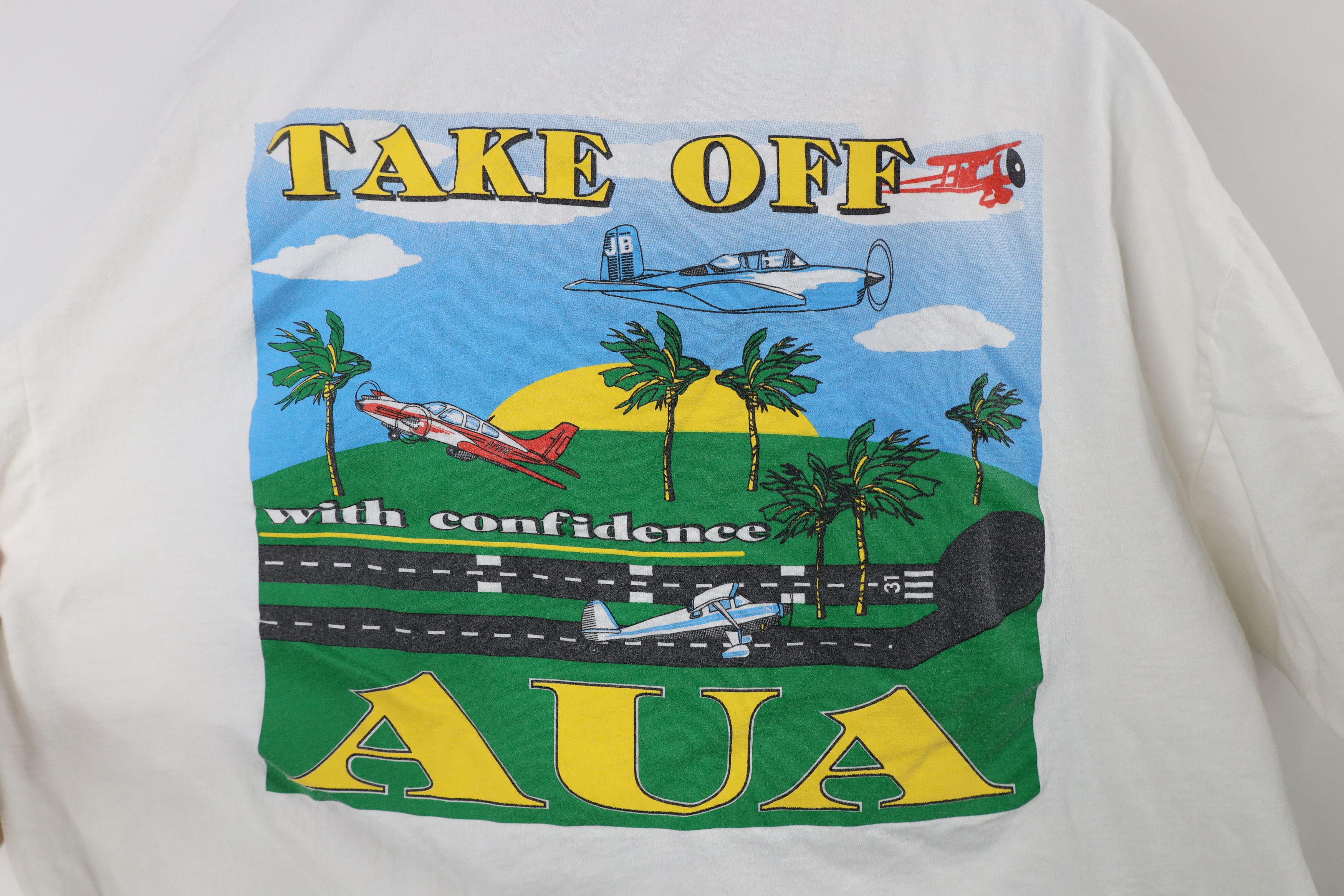 Vintage Vintage 90s Spell out AUA Inc Aircraft Insurance T-Shirt Size US XL / EU 56 / 4 - 10 Thumbnail