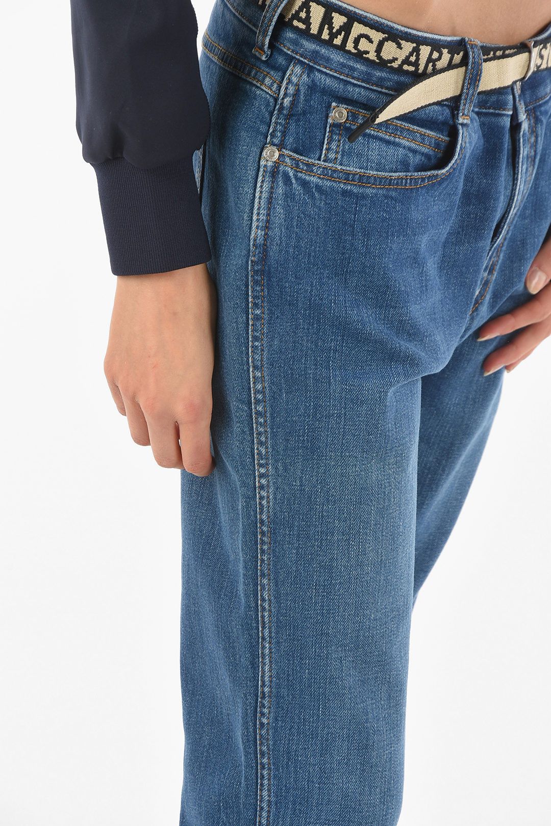 Stella McCartney og1mm0824 Logoed Belt Straight Fit Denim in Blue Size 27" / US 4 / IT 40 - 3 Thumbnail