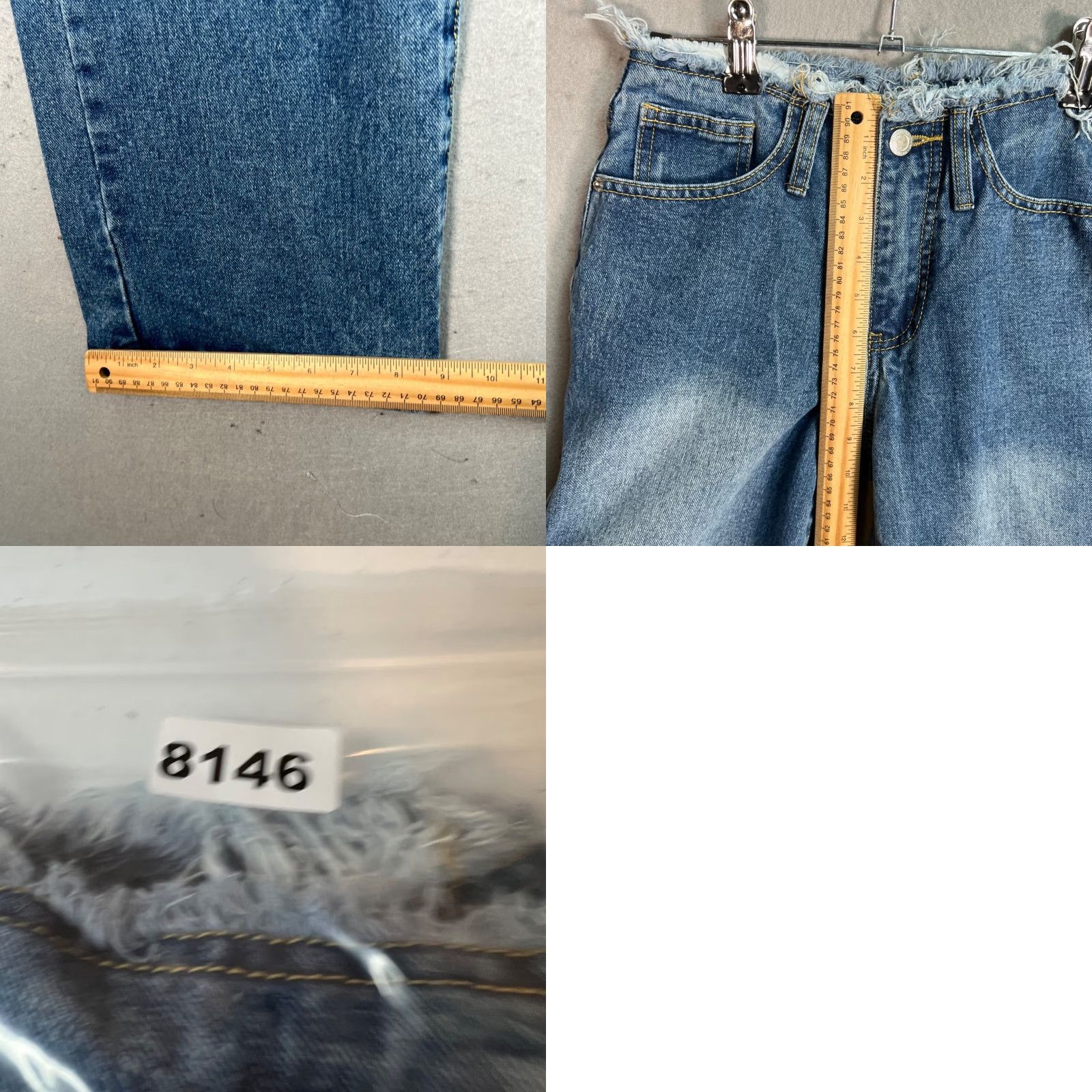 PrettyLittleThing PrettyLittleThing Jeans Womens Petite Blue High-Waist Frayed Hem Wide Leg Size 00 Size 24" / US 00 / IT 34 - 8 Thumbnail