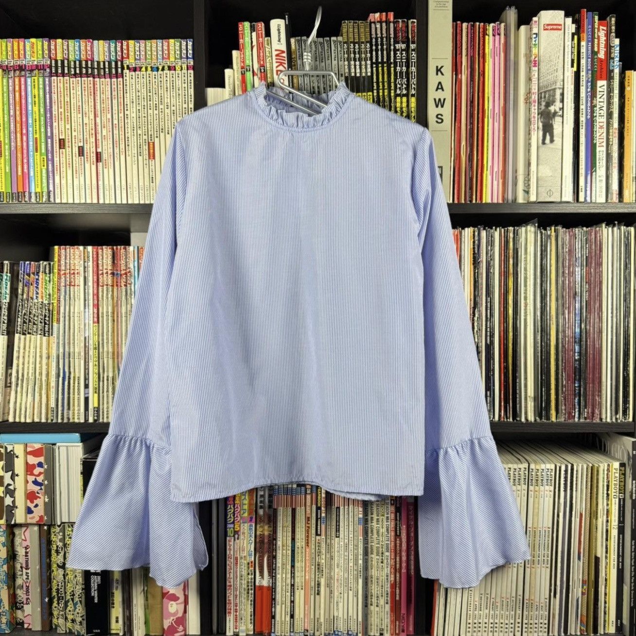 Andersson Bell Andersson Bell Bell Sleeve Stripe Blouse Top Light Blue Size M / US 6-8 / IT 42-44 - 1 Thumbnail