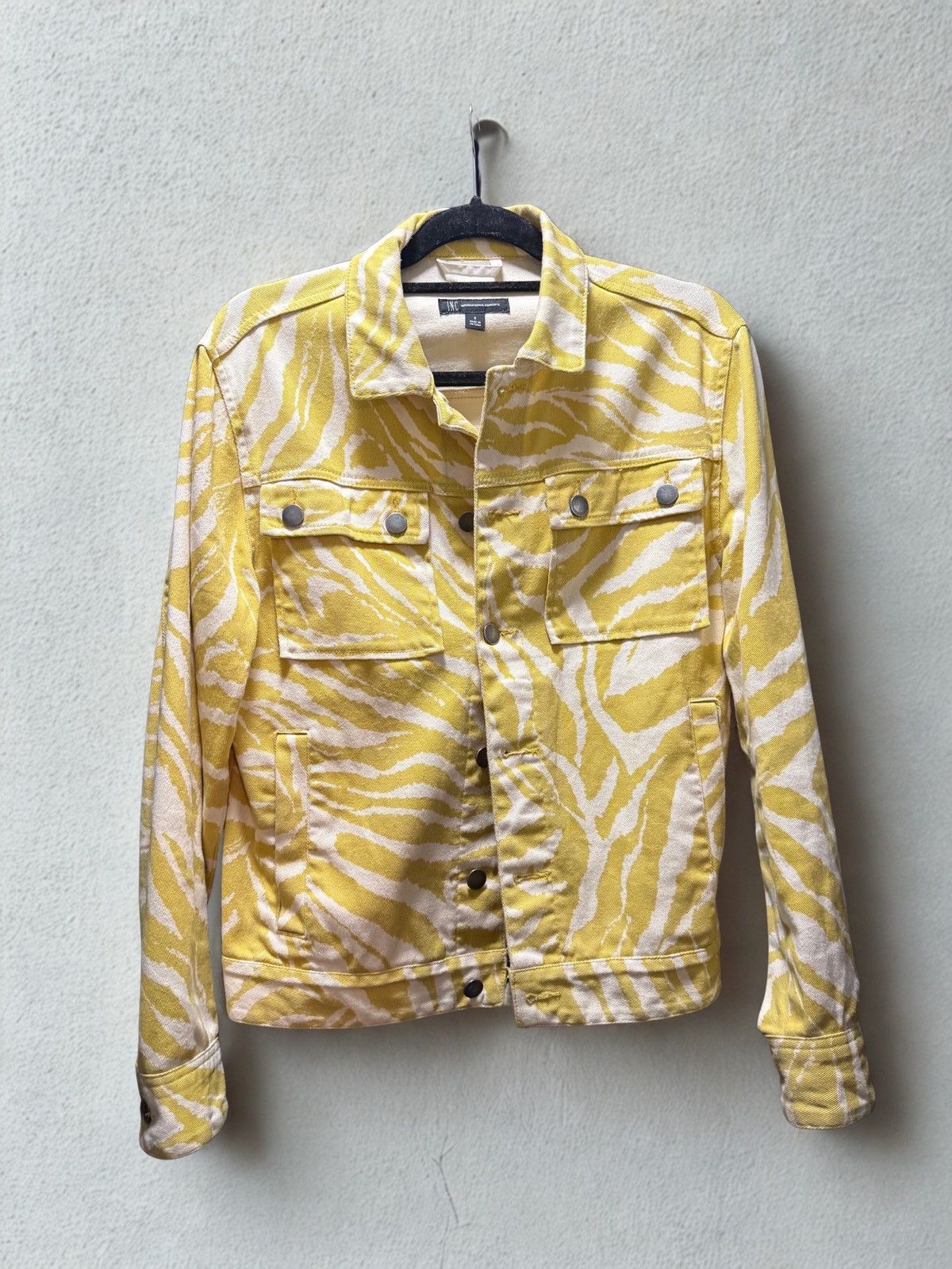 I.N.C Yellow Zebra Print Denim Trucker Jacket Size US S / EU 44-46 / 1 - 1 Thumbnail