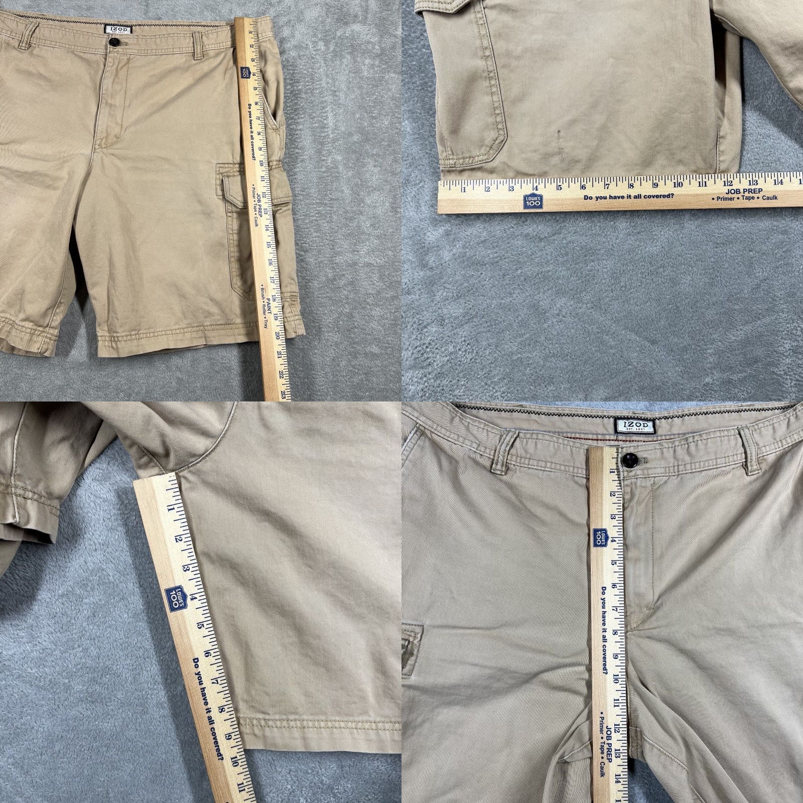 Izod IZOD Shorts Mens Size 40 Cargo Beige Cotton 10 Inseam Zip Flat Front Regular 40in Inseam Casual Travel Outdoor Hiking Mens Size US 40 / EU 56 - 10 Thumbnail