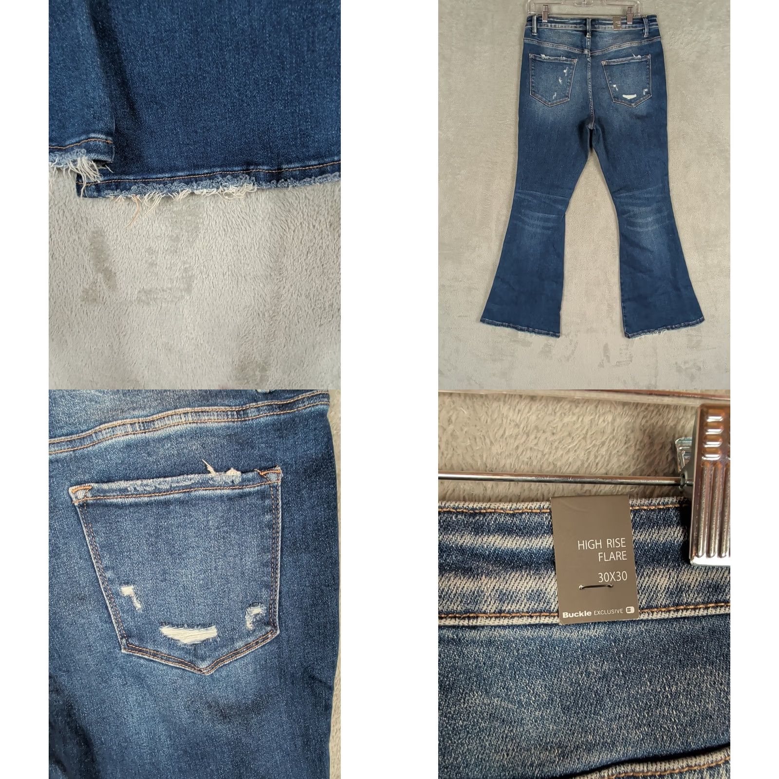 Vintage Flying Monkey Jeans Women 30x30 High Rise Flare Distressed Blue Denim Hippie 80s 90s Retro Boho Regular Fit Jeans Women Size 30" / US 8 / IT 44 - 9 Thumbnail
